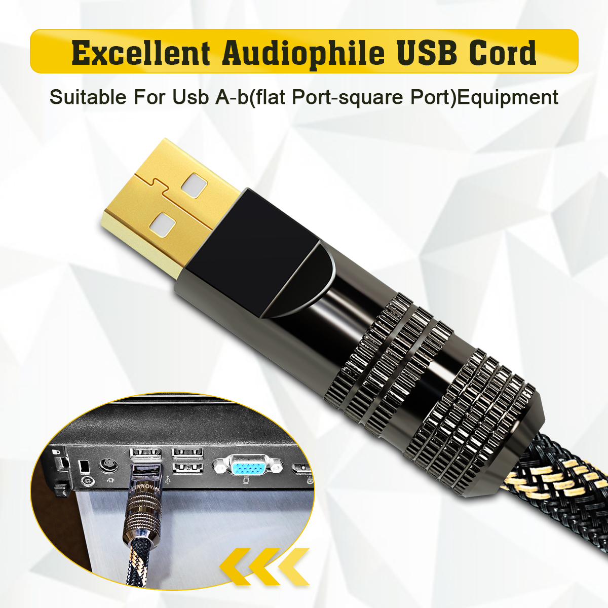 UCINNOVATE Premium HiFi USB to DAC Audio Cable, 3.3FT/1m Audiophile USB 2.0 DAC Cable with Gold-Plated Connections, Flexible Nylon Sleeve Audio USB Cable Optimized for Desktop DAC Device Improve Sound