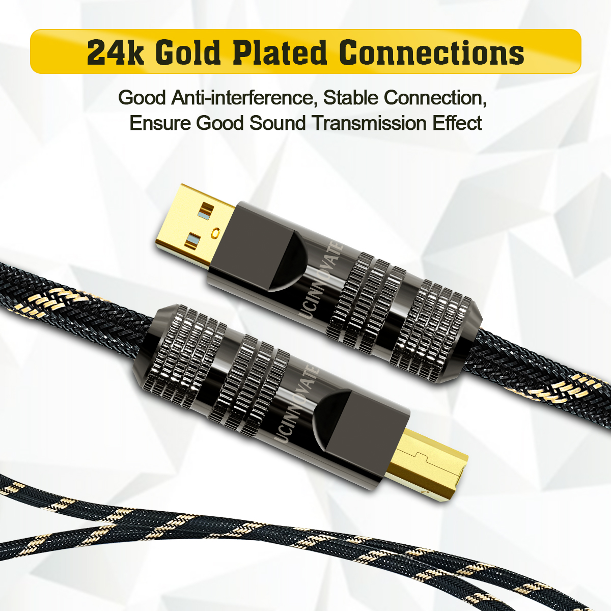 UCINNOVATE Premium HiFi USB to DAC Audio Cable, 3.3FT/1m Audiophile USB 2.0 DAC Cable with Gold-Plated Connections, Flexible Nylon Sleeve Audio USB Cable Optimized for Desktop DAC Device Improve Sound