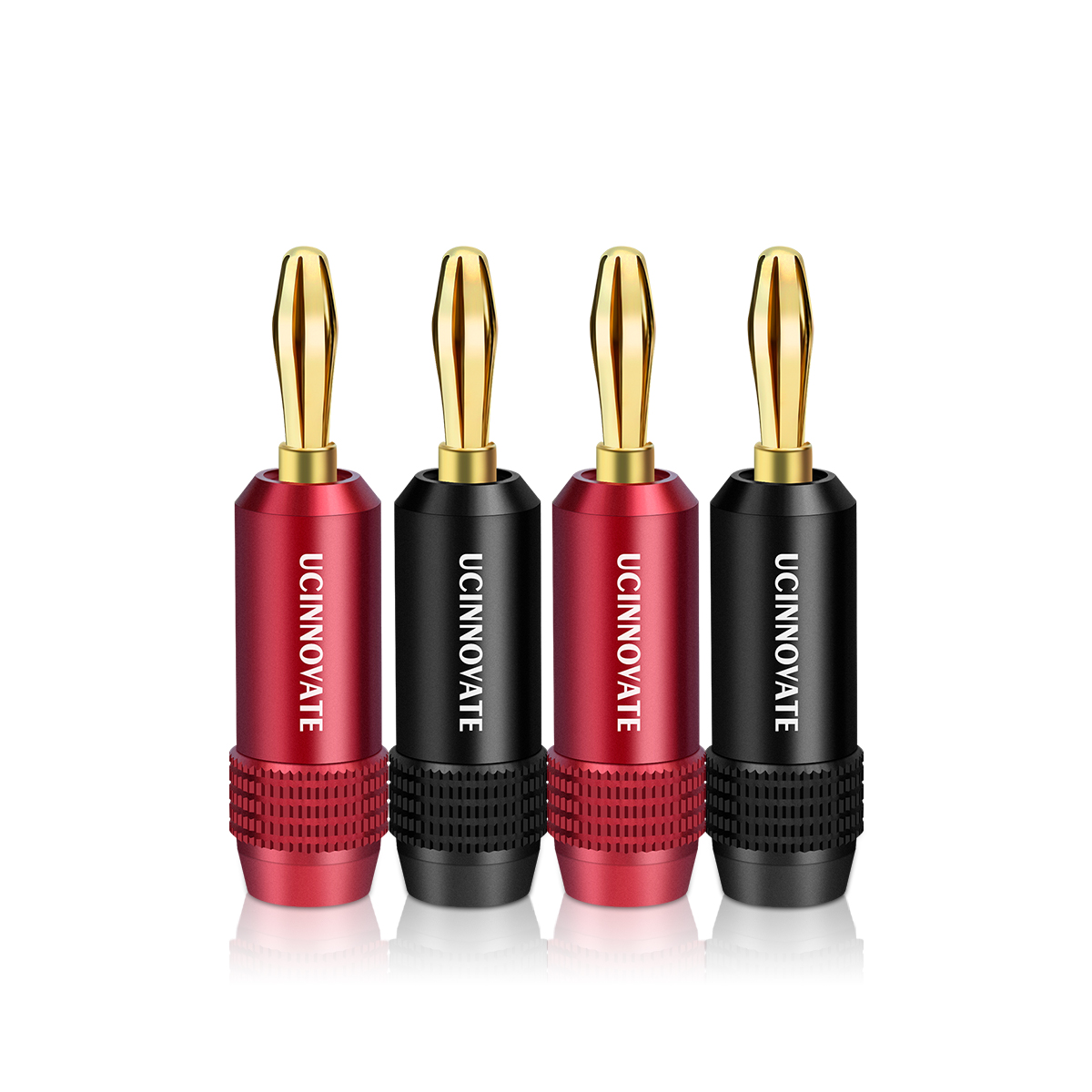 VVFLED UCINNOVATE Speaker Banana Plugs, 4PCS Premium 24K Gold Plated 4mm Banana Plugs for Speaker Wire HiFi Connection for Amplifiers, Speakers, Audio, A/V Receivers, Amplifiers, Stereo Systems