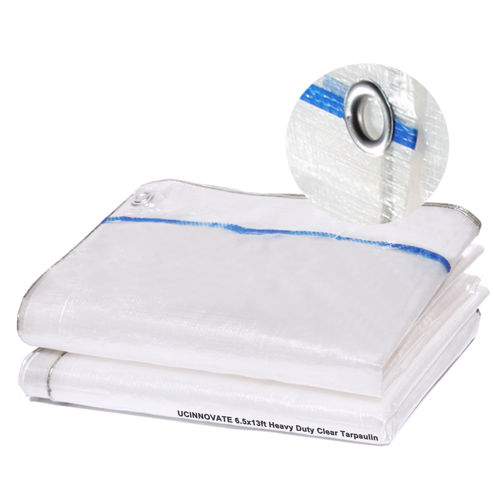 UCINNOVATE Clear Tarps Heavy Duty Waterproof 6.5 x 13ft, 120GSM Translucent Greenhouse Tarp with Grommets, Clear Plastic Tarp Cover for Garden Patio Lawn Plants Boat or Pet Hutch Roof