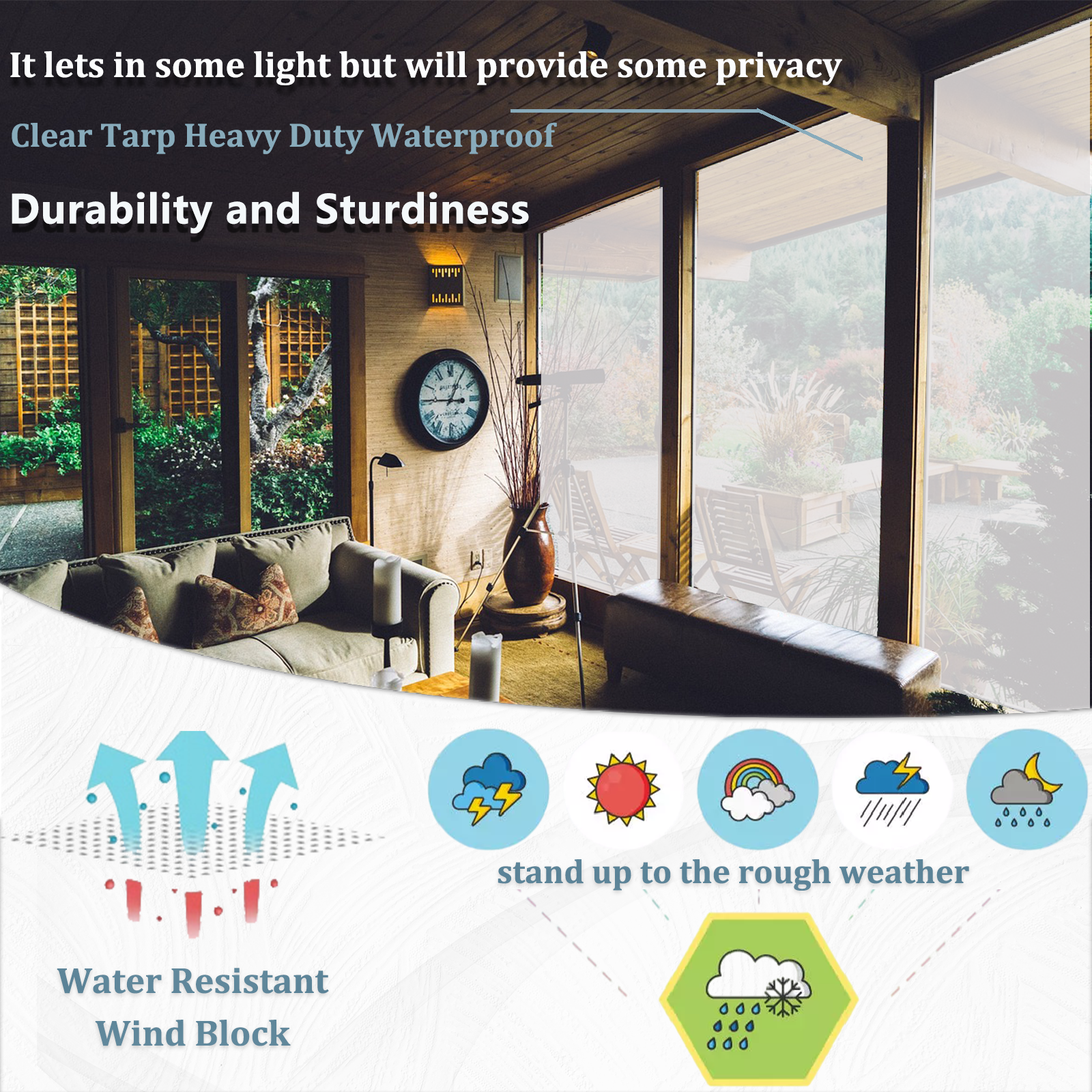 UCINNOVATE Clear Tarps Heavy Duty Waterproof 6.5 x 13ft, 120GSM Translucent Greenhouse Tarp with Grommets, Clear Plastic Tarp Cover for Garden Patio Lawn Plants Boat or Pet Hutch Roof