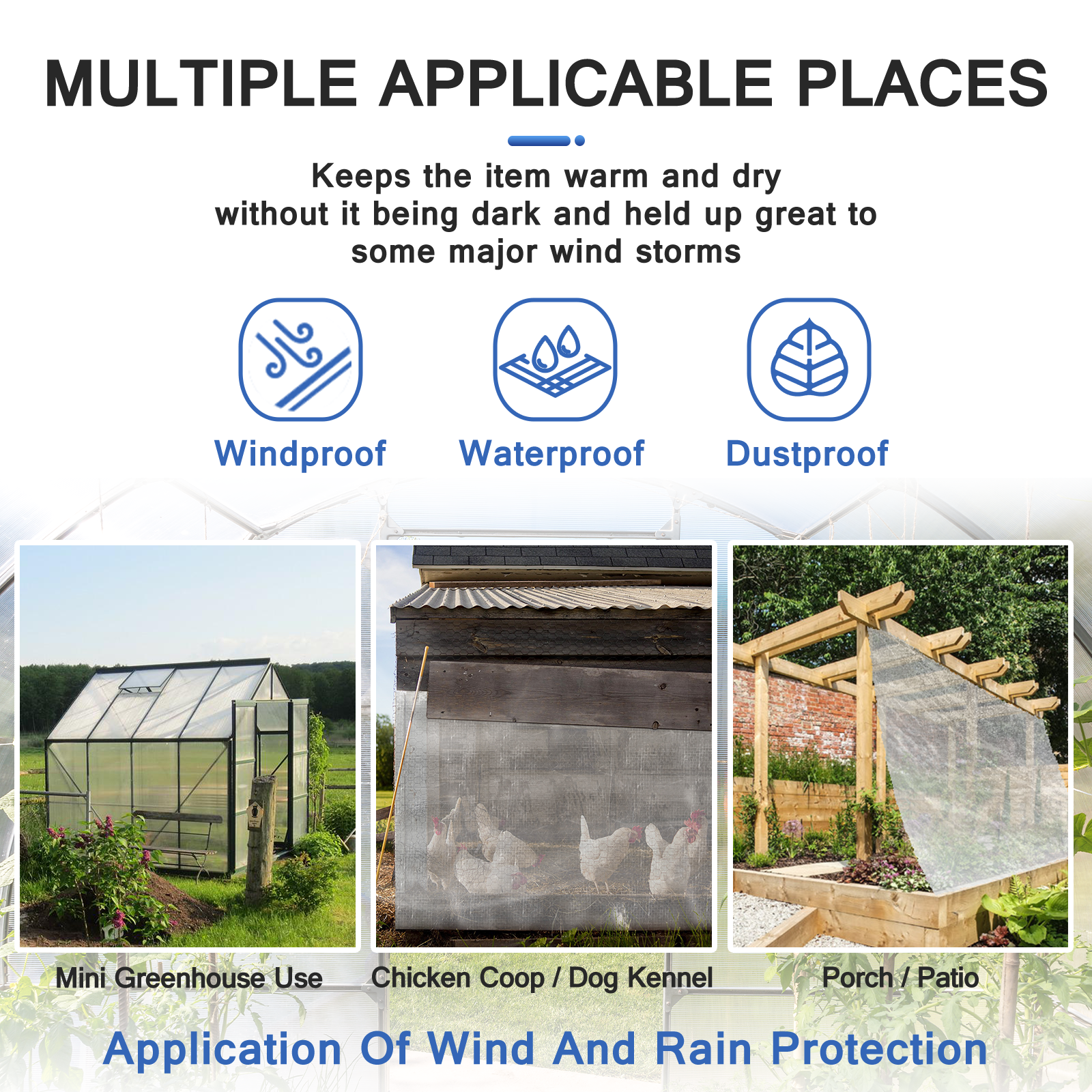 UCINNOVATE Clear Tarps Heavy Duty Waterproof 6.5 x 13ft, 120GSM Translucent Greenhouse Tarp with Grommets, Clear Plastic Tarp Cover for Garden Patio Lawn Plants Boat or Pet Hutch Roof
