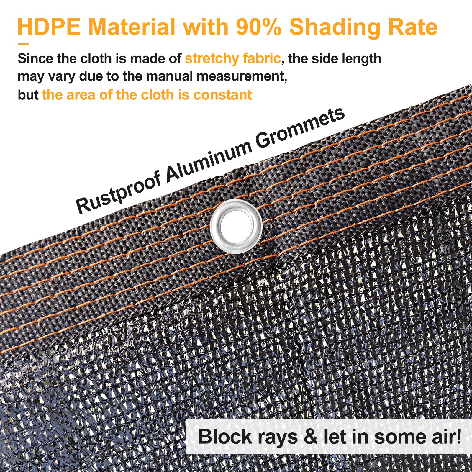 UCINNOVATE Sun Shade Net 90% Sunblock Shade Cloth, 10x13 FT Durable Plant Mesh Shade Fabric UV Resistant Shade Screen with Grommets for Greenhouse Patio Lawn Garden Parking Yard Barn or Dog Kennel