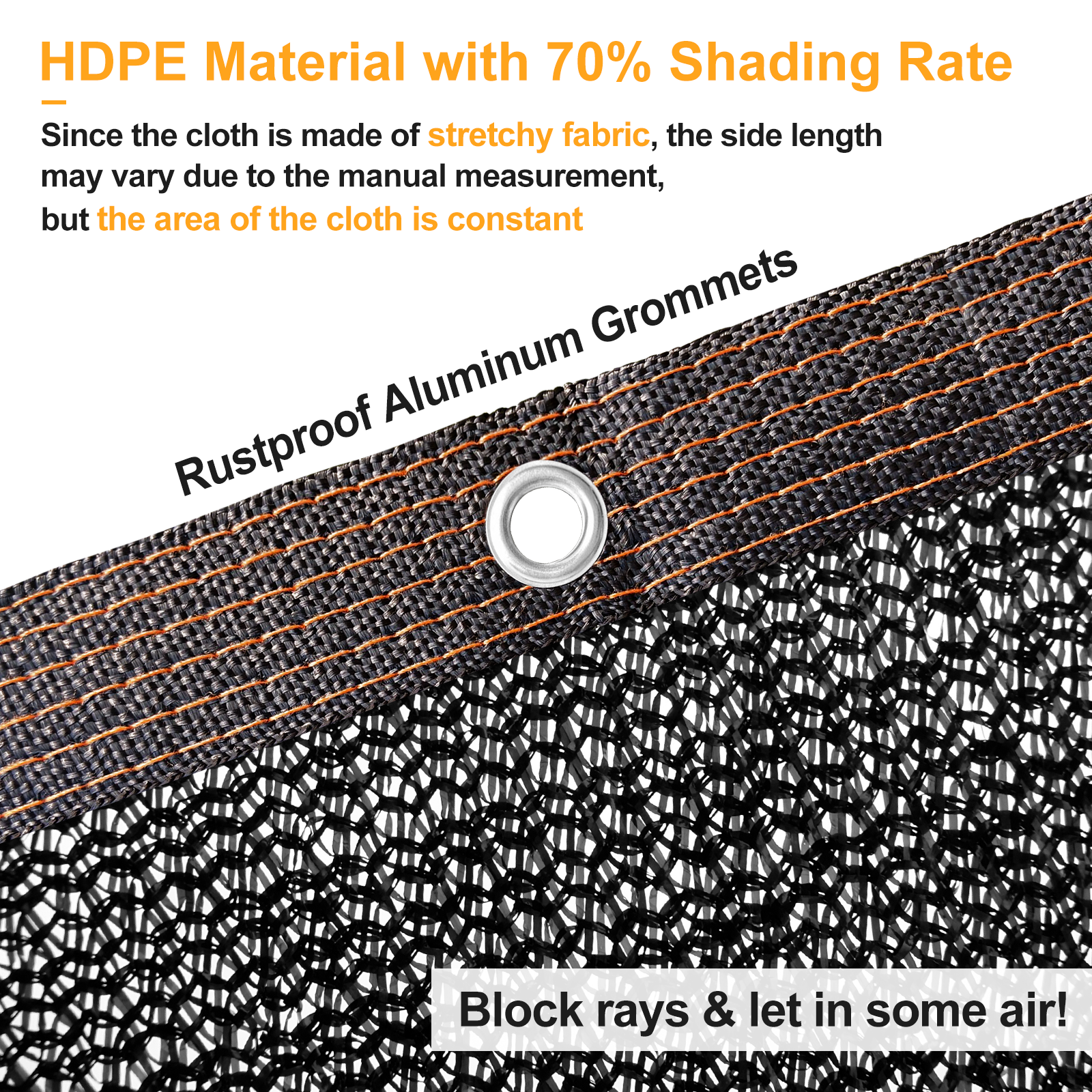 UCINNOVATE 10x13 FT Sunblock Shade Cloth 70% Sunshade Fabric Mesh Tarp with Grommets, Durable Shade Net UV Resistant Sunscreen for Plants, Shade Mesh Netting for Greenhouse Awning Pergola Dog Kennel