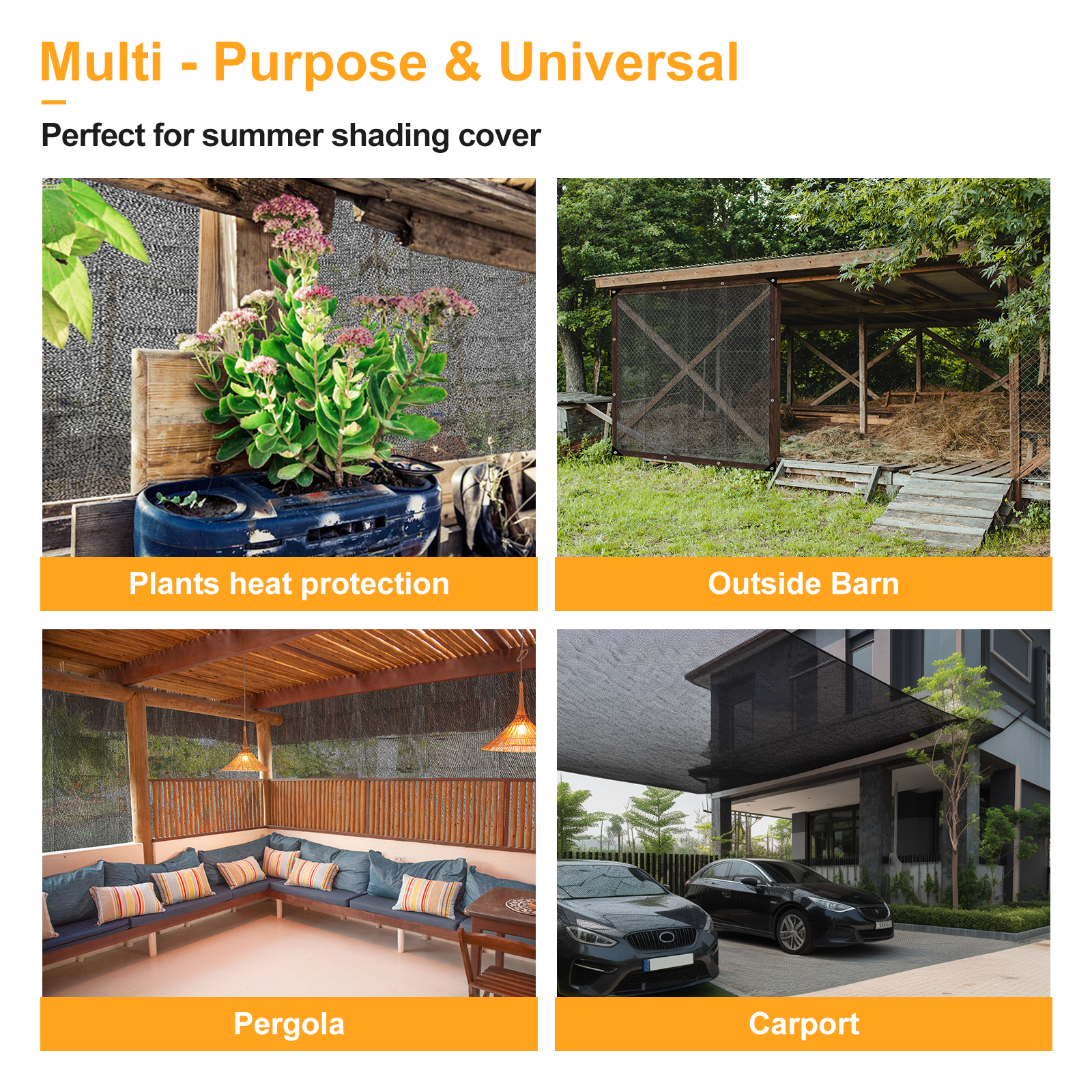 UCINNOVATE 10x13 FT Sunblock Shade Cloth 70% Sunshade Fabric Mesh Tarp with Grommets, Durable Shade Net UV Resistant Sunscreen for Plants, Shade Mesh Netting for Greenhouse Awning Pergola Dog Kennel