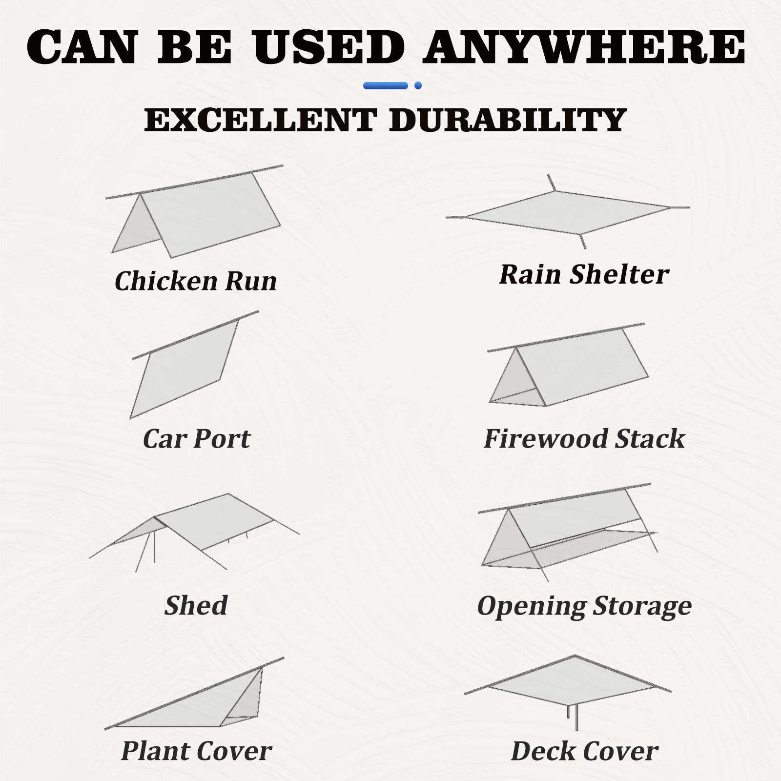 UCINNOVATE Black Plastic Tarp 10ft×10ft Heavy Duty Waterproof Tarpaulin, 14 mil Durable Black Cover Sheet with Grommets for Outdoor, Truck, Cargo, Pool, Storage Shed, Frame, Emergency Roof, Hay-Pile