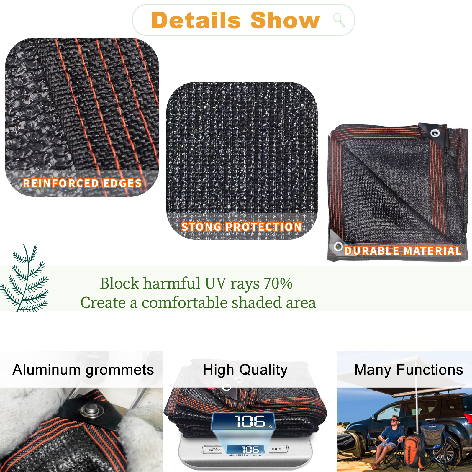 UCINNOVATE 10x10 FT Sunblock Mesh Shade, 90% Sun Shade Cloth Fabric Plants Shade Screen Netting with Grommets, Durable Sunshade UV Resistant Fabric for Pergola Patio Lawn Garden Deck or Dog Kennel