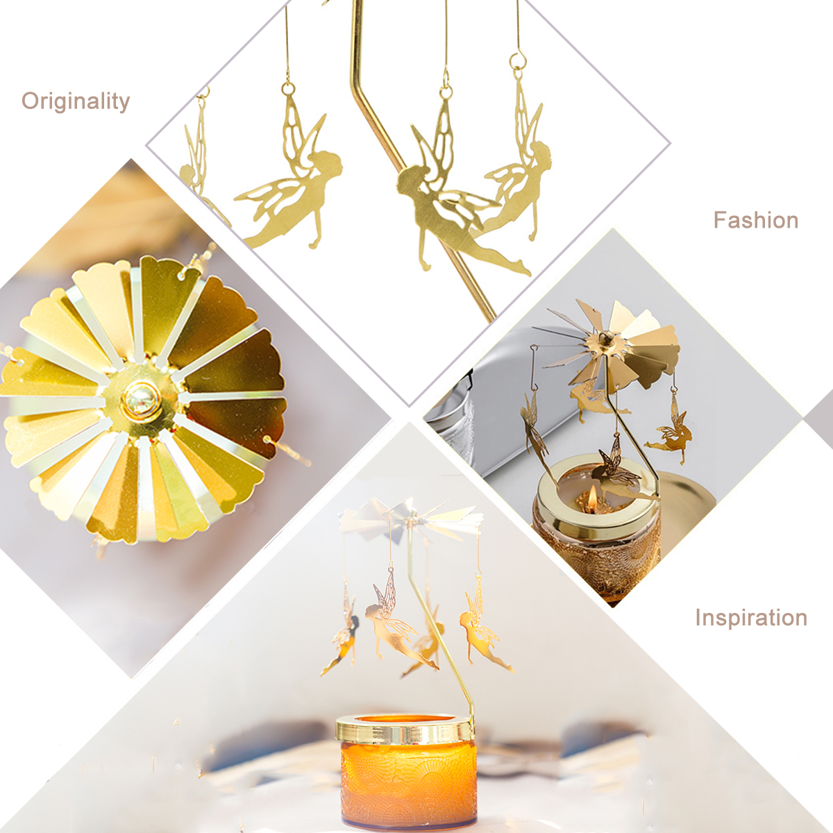 UCINNOVATE Candle Holder, Fairy Rotary Tea Light Candlestick Holders, Rotation Carousel Home Party Decor Gift