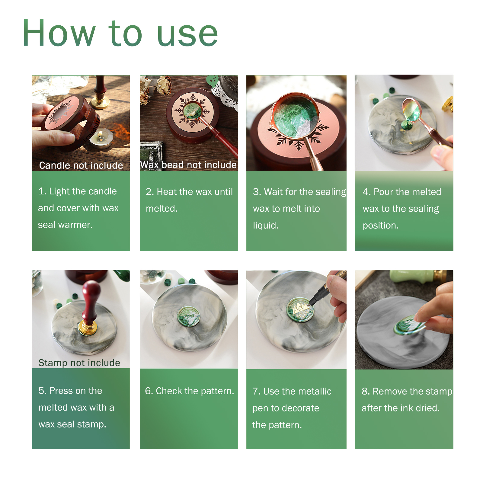 Wax Seal Accessories Tool Kit, Wax Seal Warmer with Spoon, Marble Pad, Metallic Pen for Wax Seal Stamp Decor