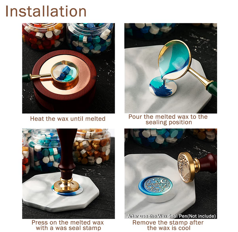 UCINNOVATE 6pcs Wax Seal Stamp Set(Moon and Star Suit) for Gift, Cards Envelopes, Invitations, Wine Packages