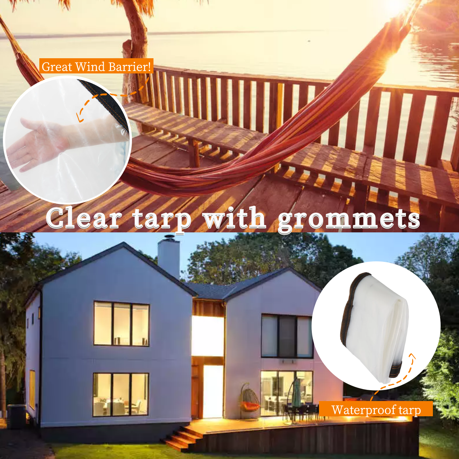 UCINNOVATE 6.5 x 10 ft Clear Plastic Tarps 10mil Clear Tarps Cover with Grommets (2 pack)