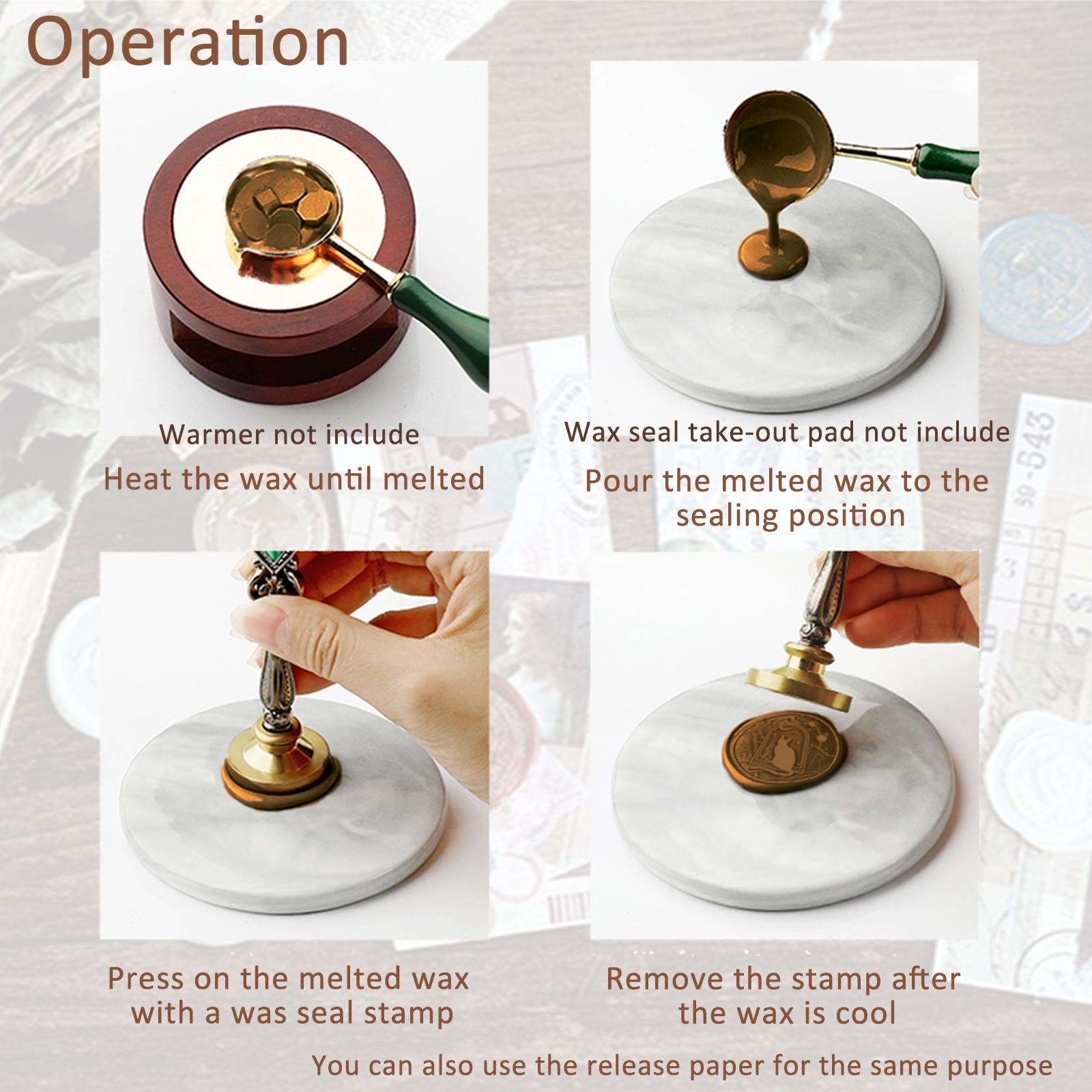 UCINNOVATE Seal Stamp Kit, Wax Seal Stamp(Cat), Wax Melting Spoon, Envelope, Card, for Invitation, Gift, Decor