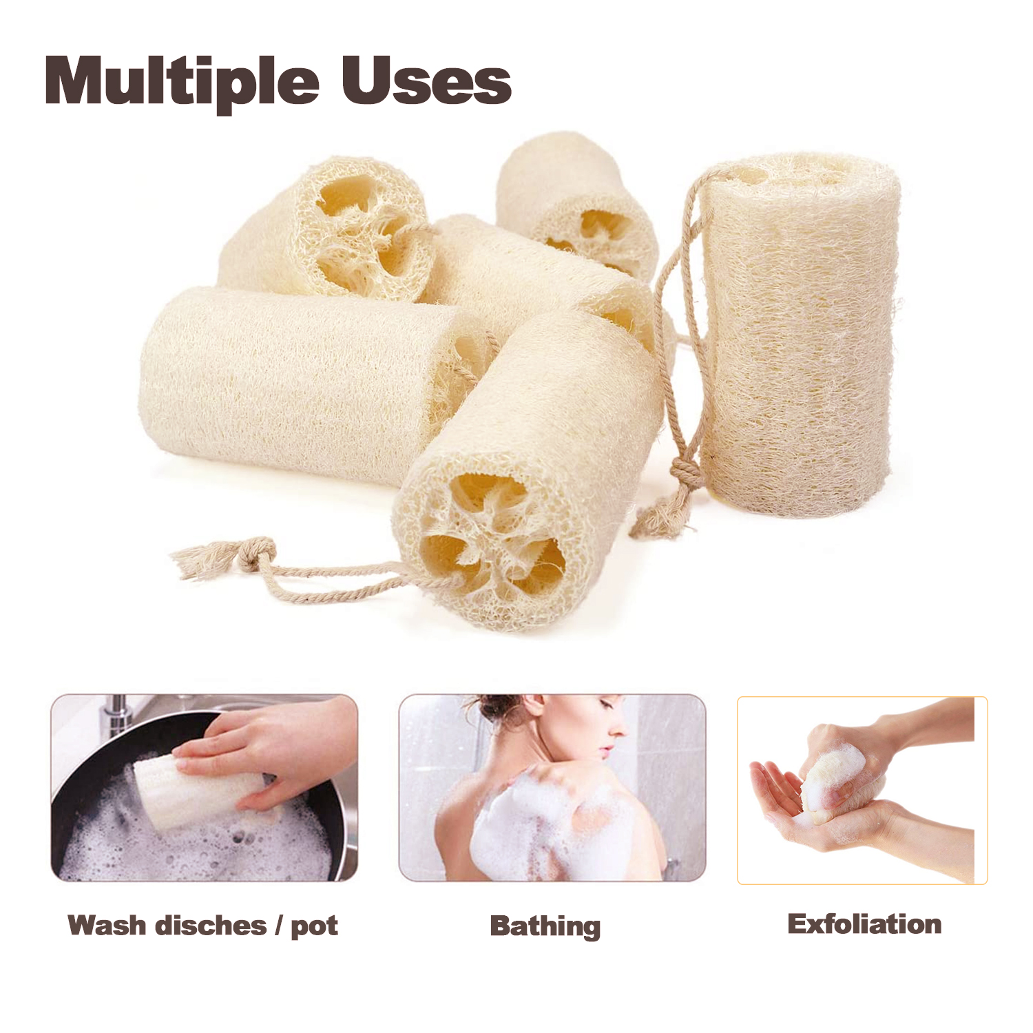 Natural loofah shower, Loofah Sponge, Exfoliating Luffa Bath Sponge Body Wash for Removing Dead Skin