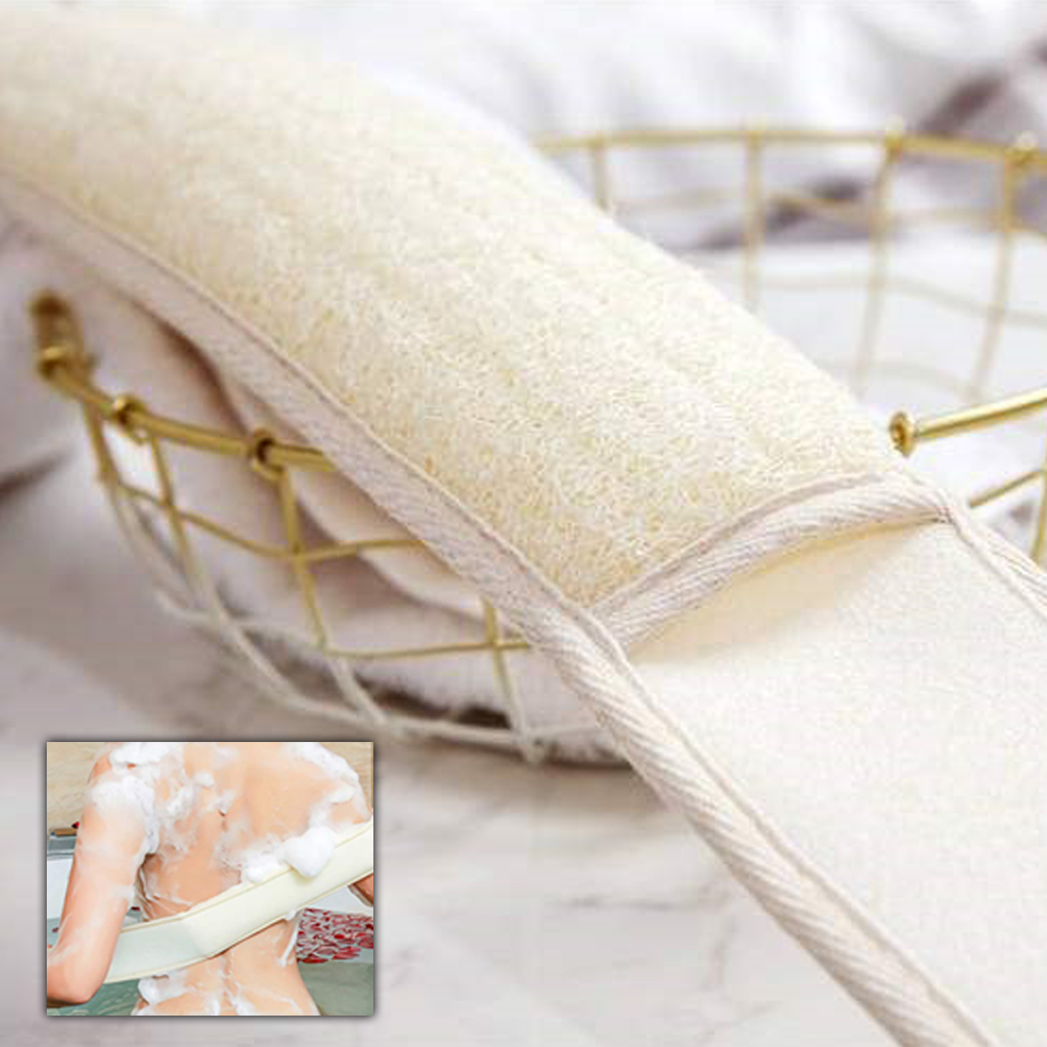 Natural Shower Loofah Eco-Friendly Sponge 4 Pcs, Exfoliating Shower Buff Away Dead Skin for Smoother