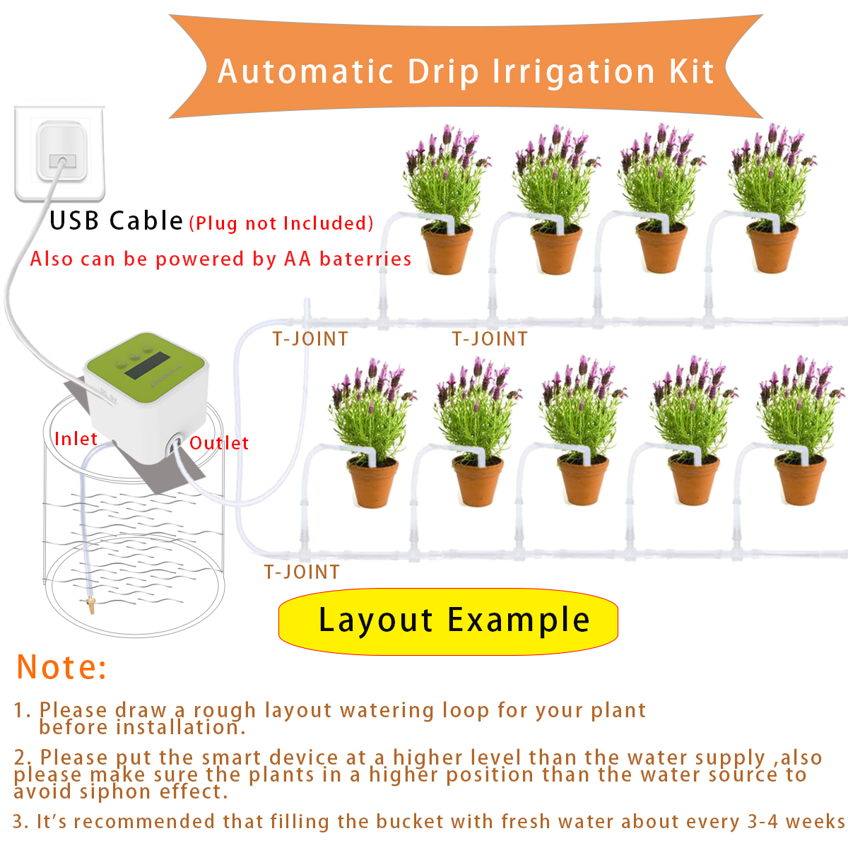 Automatic Drip Irrigation Kit, Indoor Plants Self Watering System with Watering Timer,Watering Equipment for Potted Plants