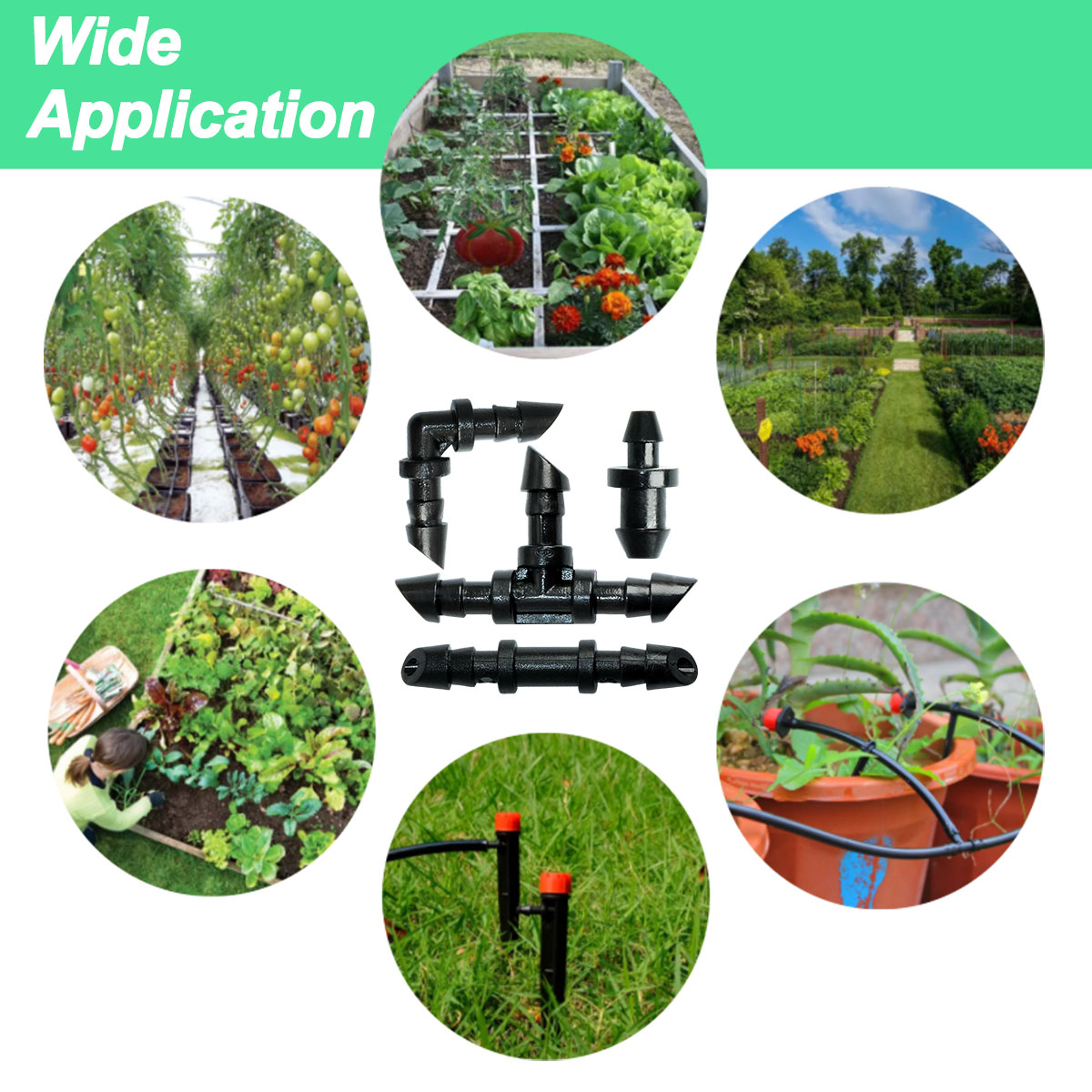 UCINNOVATE Irrigation Fittings Kit, Pipe Hose Barbed Connectors for 1/4"" Tubing 130 Pcs Set