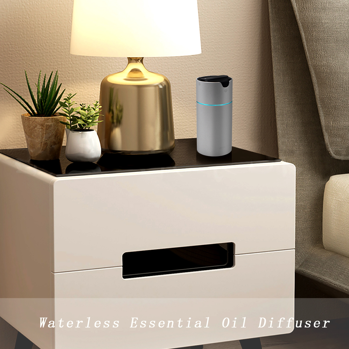 Essential Oil Diffusers for Small Space, Portable Car Home Office Waterless Cordless Diffuser, USB Rechargeable Aromatherapy Scent Diffuser Without Mist, Waterless Fragrance Oil Diffuser for Car