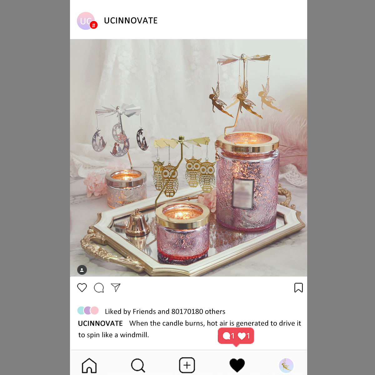 UCINNOVATE Candle Holder, Rotary Tea Light Candlestick Holders, Rotation Carousel Home Party Decor Gift (Owl)