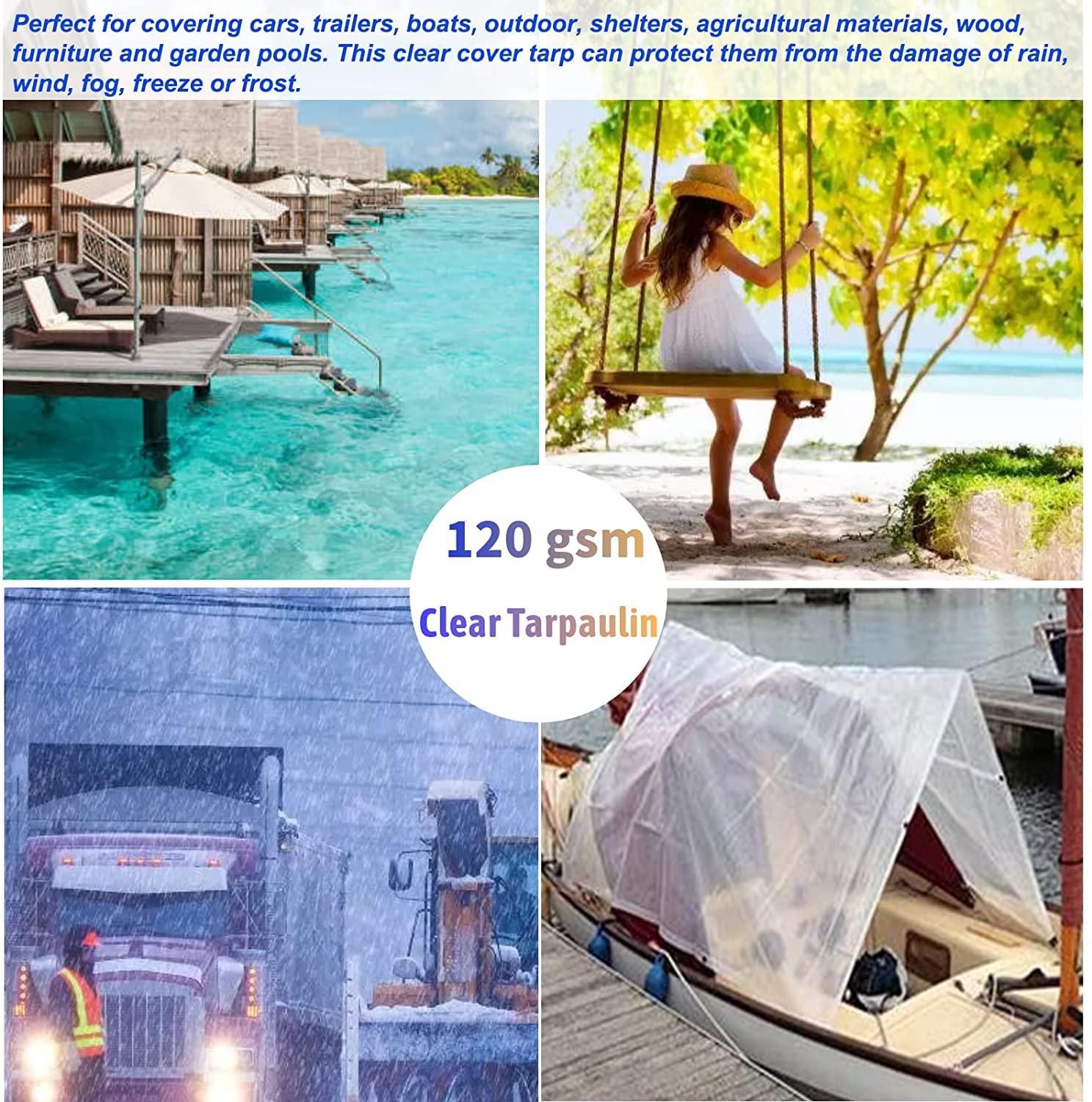 UCINNOVATE 6.5 x 10 ft Thicken Transparent Waterproof Tarpaulin Shed Cloth for Garden Greenhouse