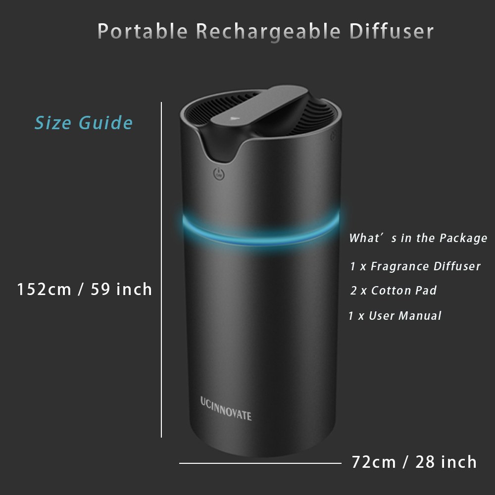 Waterless Essential Oil Diffuser Car Cup Diffuser with USB Rechargeable Battery, Aluminum Portable Desk Aromatherapy Diffuser Without Mist for Small Space Office Car SUV Fragrance Diffuser