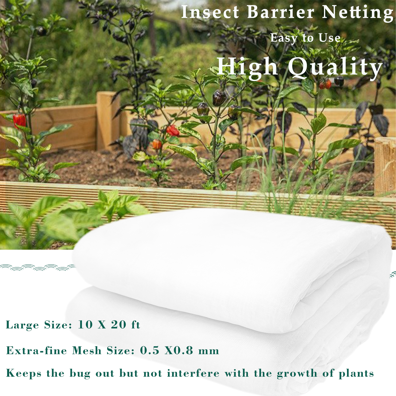 UCINNOVATE 10 x 20 ft Ultra-fine Mesh Netting Pest Insect Barrier Screen Net Plant Protector Cover