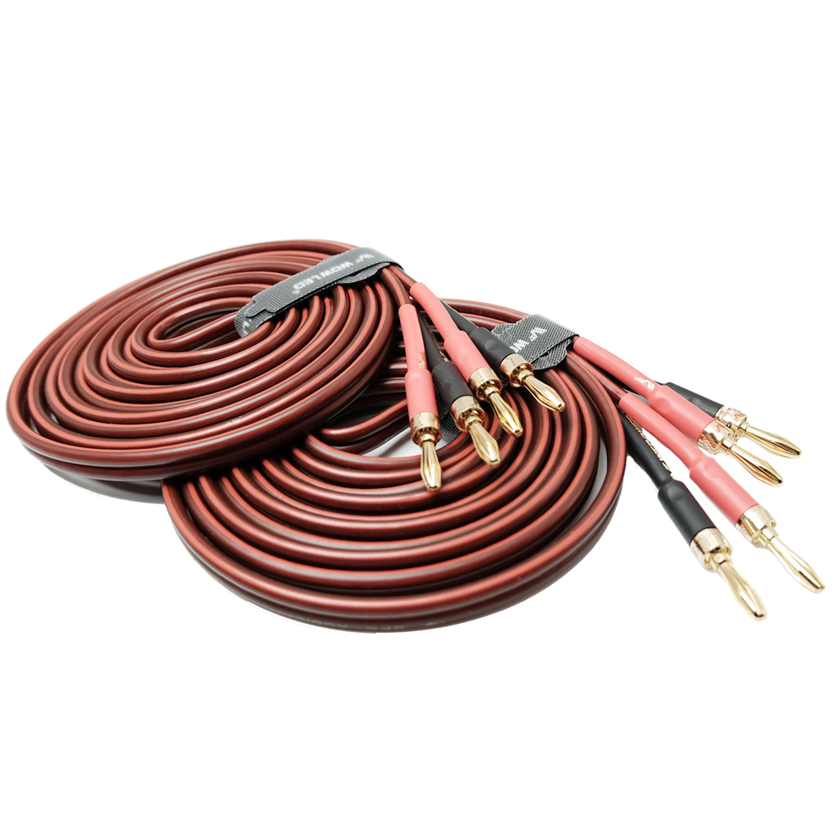 2 Pack Highend Pure Copper HiFi OFC Speaker Wire Cable with Banana Pl