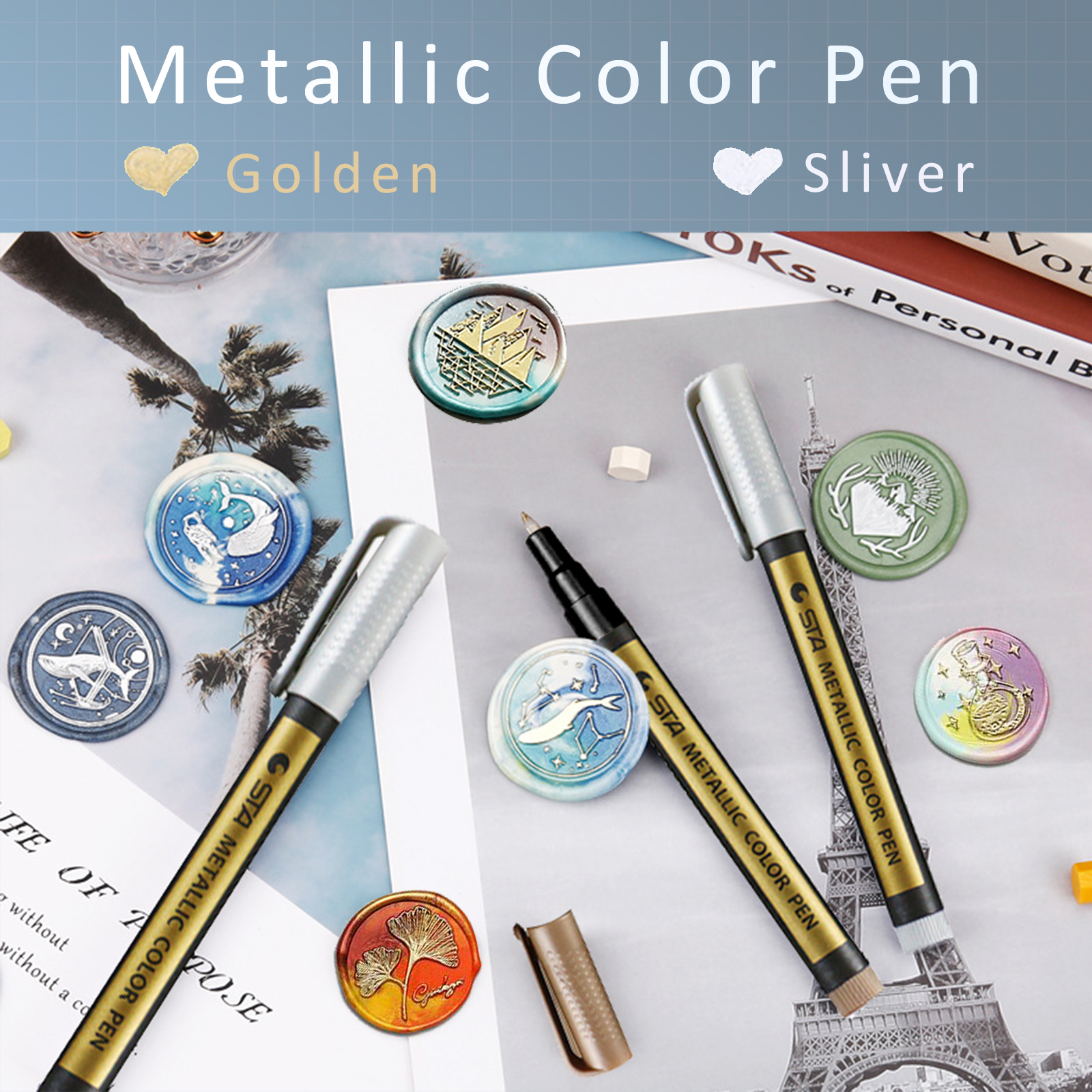 Wax Seal Accessories Tool Kit, Wax Seal Warmer with Spoon, Marble Pad, Metallic Pen for Wax Seal Stamp Decor