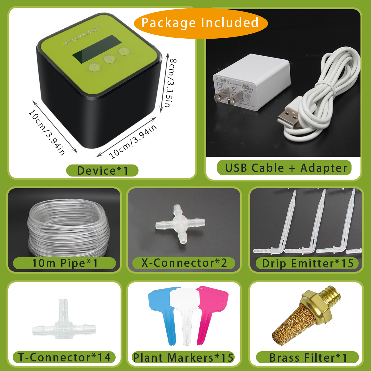 DIY Automatic Watering System, Greenhouse Self Watering Automatic Drip Irrigation Kit with USB Adapter