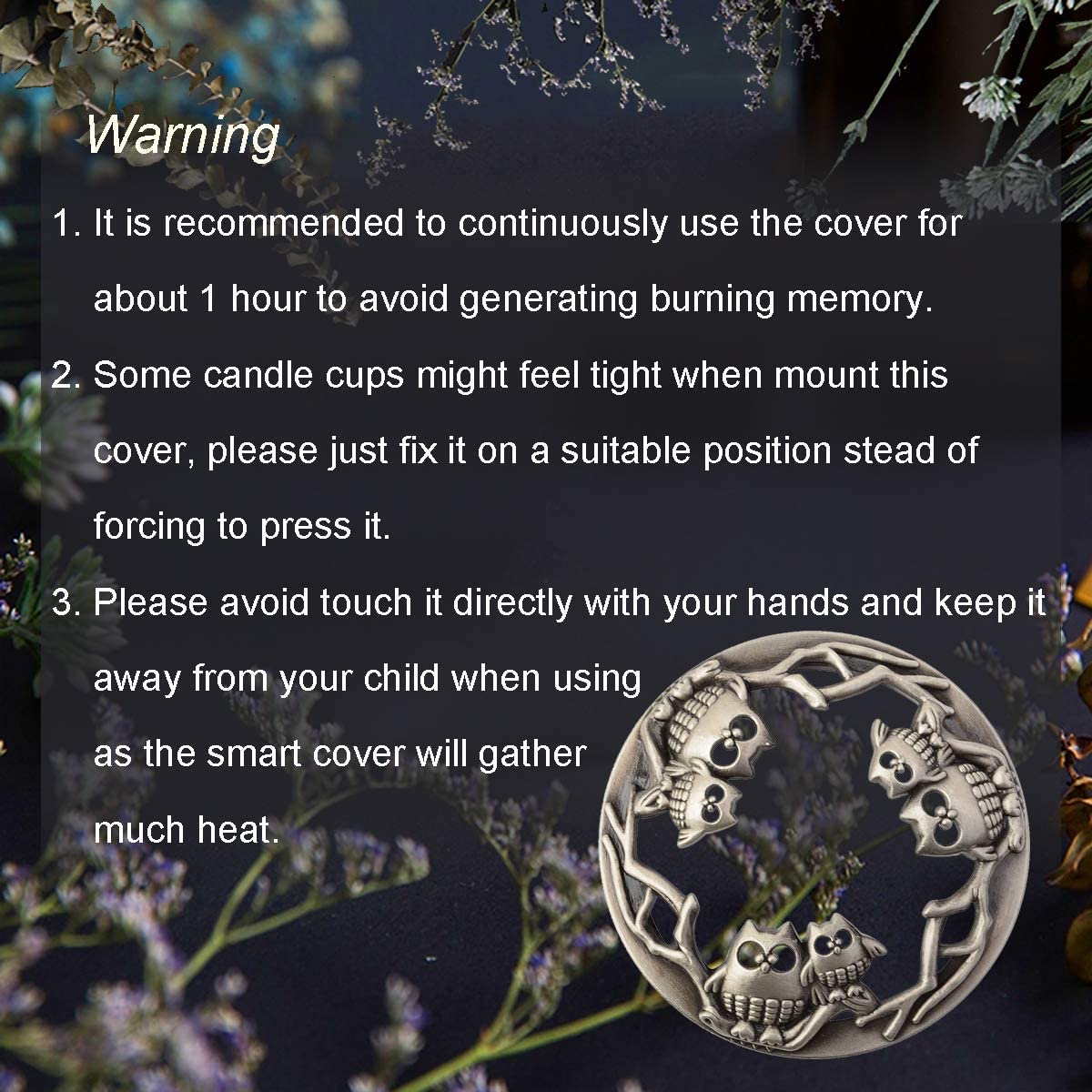 UCINNOVATE Candle Toppers Jar Candle Accessories Shades Sleeves, Gift for Christmas Candle Lover(Sliver Owl)