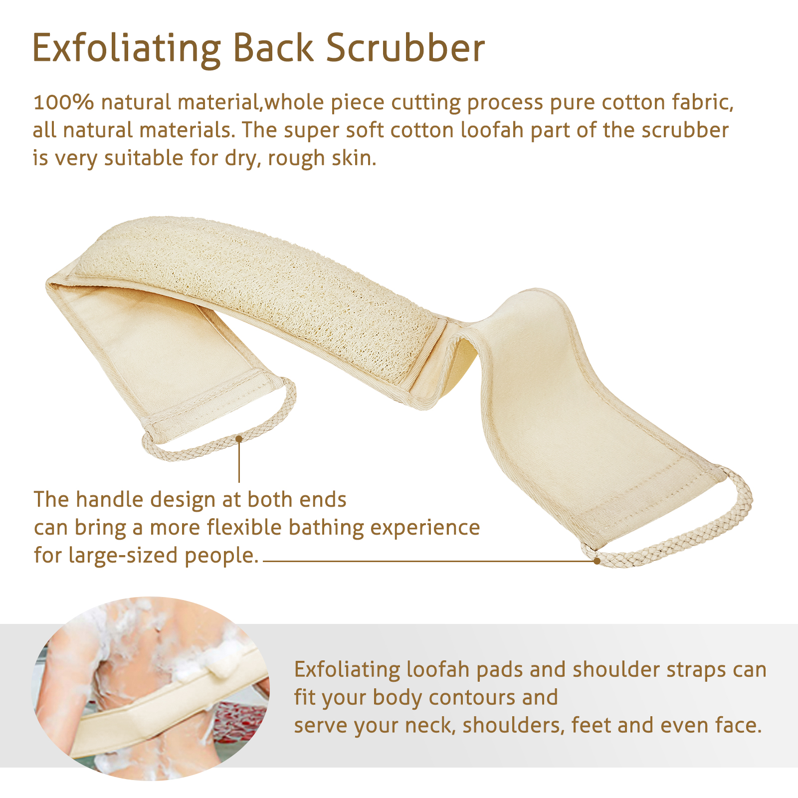 UCINNOVATE Natural Shower Loofah Eco-Friendly Egyptian Sponge 7 Packs, Exfoliating Loofah Sponge Face Pads Scrubber, Large Exfoliating Shower Loofa Body Scrubbers Buff Away Dead Skin for Smoother