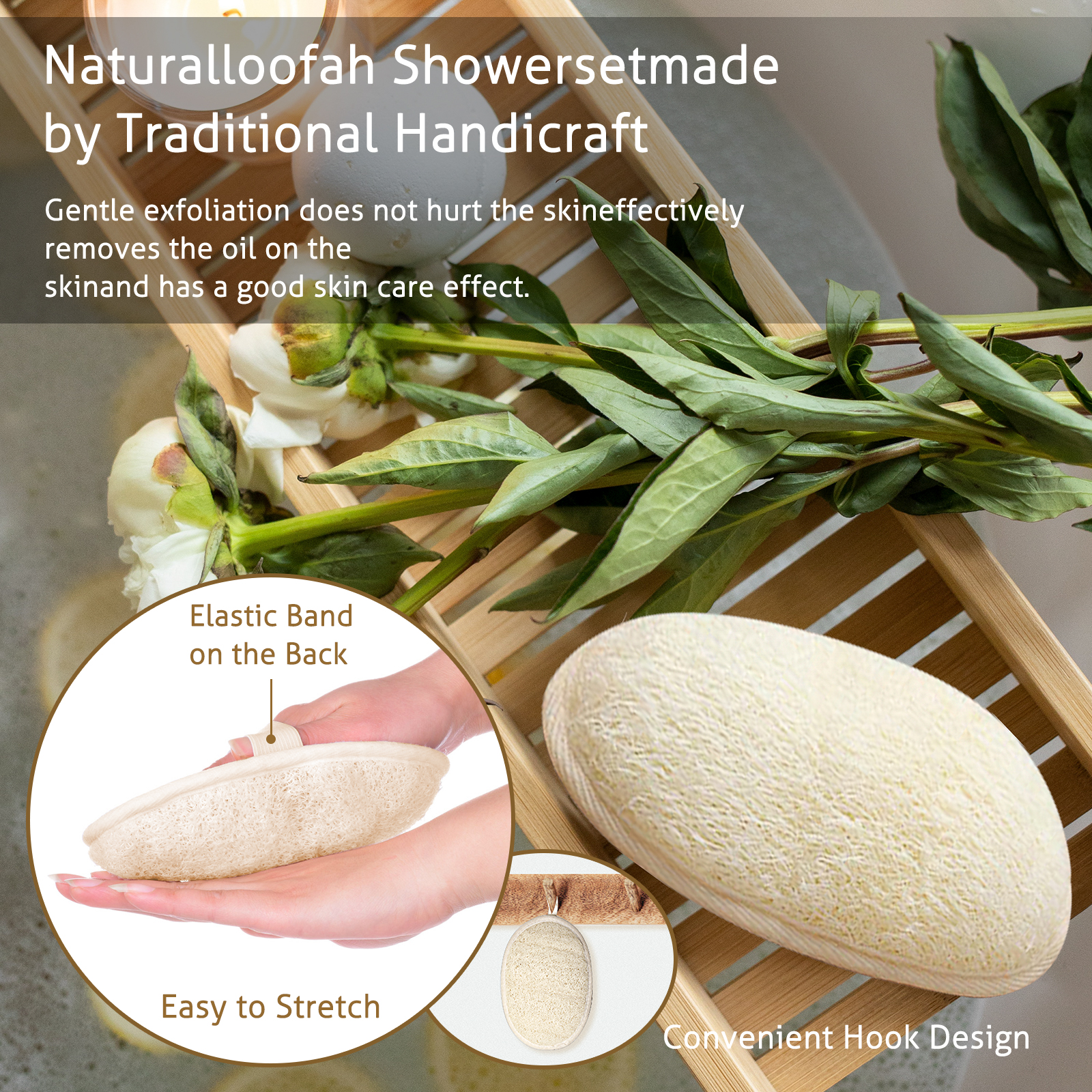 UCINNOVATE Natural Shower Loofah Eco-Friendly Egyptian Sponge 7 Packs, Exfoliating Loofah Sponge Face Pads Scrubber, Large Exfoliating Shower Loofa Body Scrubbers Buff Away Dead Skin for Smoother