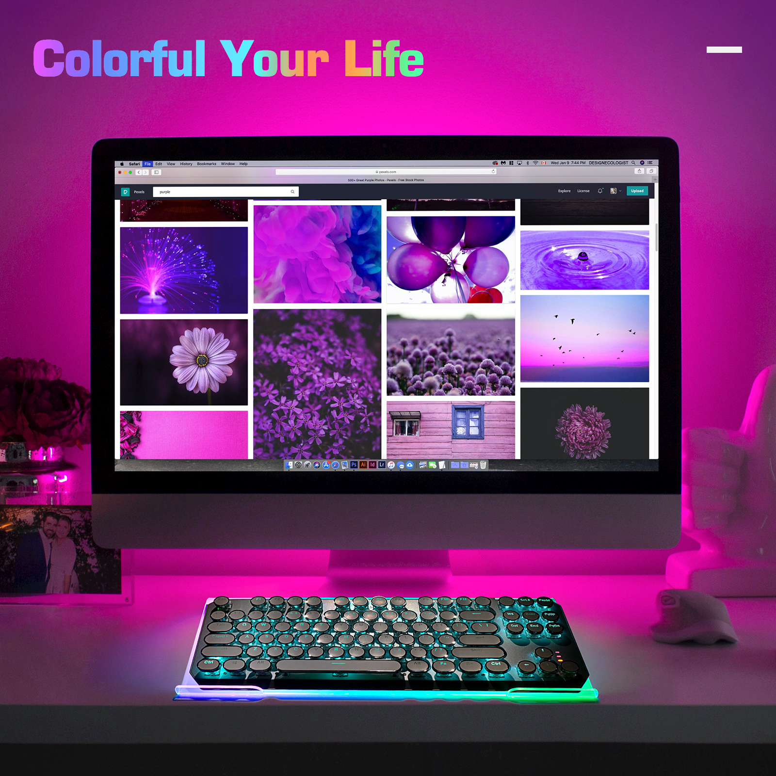 UCINNOVATE Dream Color Acrylic Computer Keyboard Stand, LED Backlit Keyboard Stand Tray, 80% Gaming Keyboard USB Interface Titled Keyboard Stand for Easy Ergonomic Typing and Working Office Desk, Home