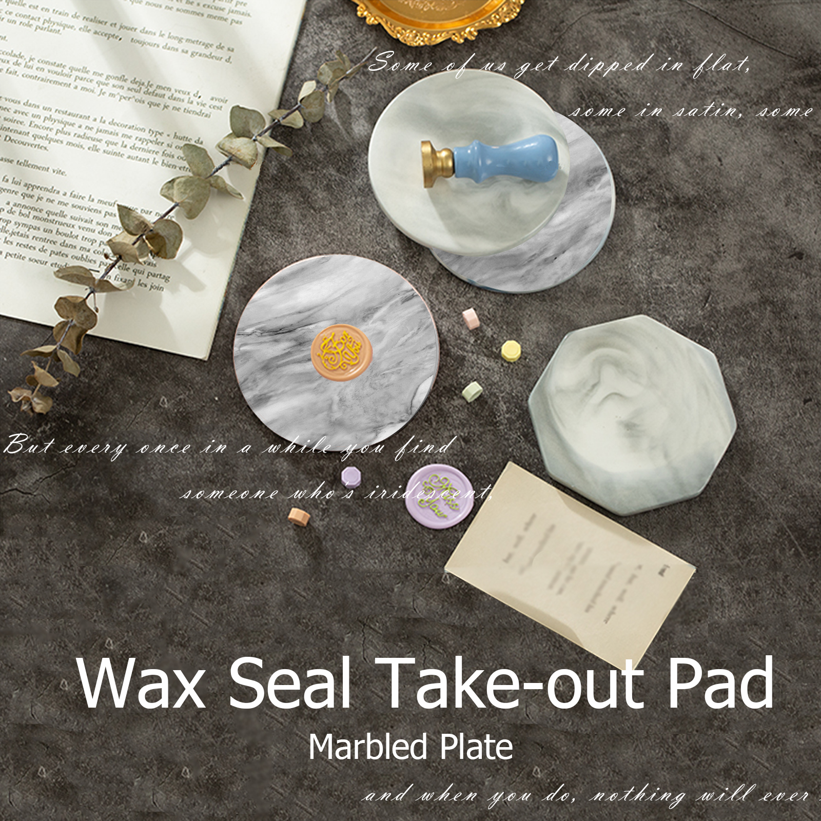 Wax Seal Accessories Tool Kit, Wax Seal Warmer with Spoon, Marble Pad, Metallic Pen for Wax Seal Stamp Decor