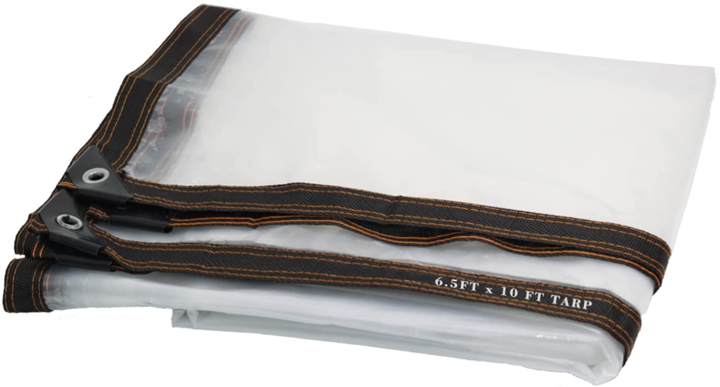 UCINNOVATE 6.5 x 10 ft Clear Plastic Sheeting 10mil Clear Plastic Tarp Waterproof with Grommets