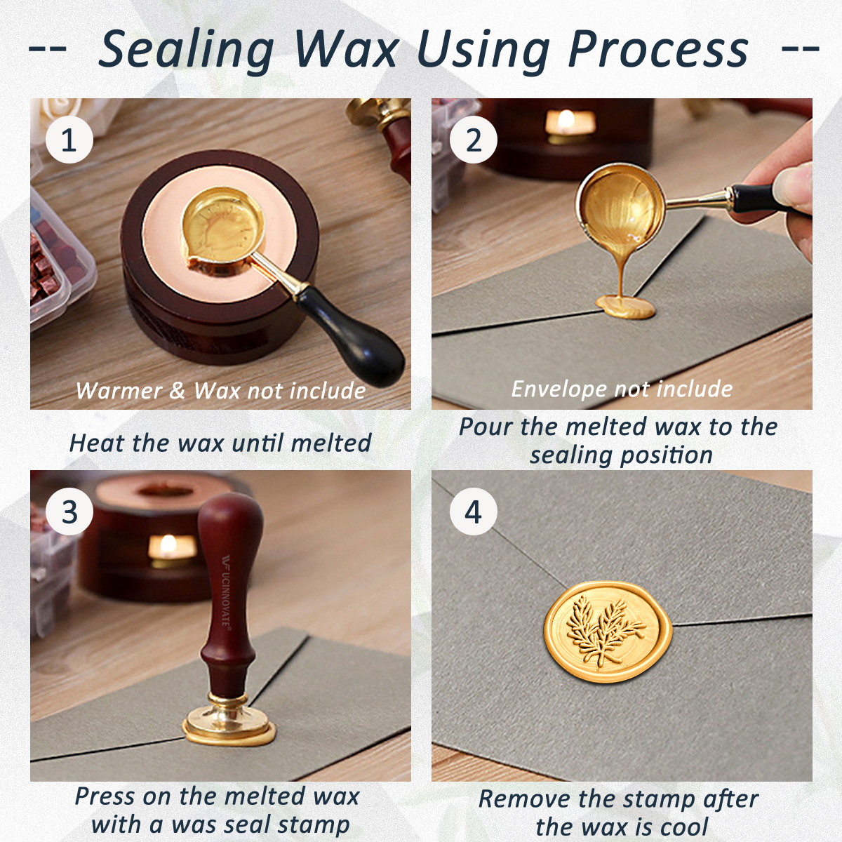 UCINNOVATE Wax Seal Stamp Retro Wood Handle + Brass Head Sealing Stamp for Christmas Gift, Cards Envelopes, Invitations, Wine Packages(Blessing Series)