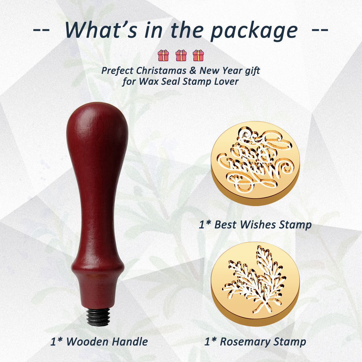 UCINNOVATE Wax Seal Stamp Retro Wood Handle + Brass Head Sealing Stamp for Christmas Gift, Cards Envelopes, Invitations, Wine Packages(Blessing Series)