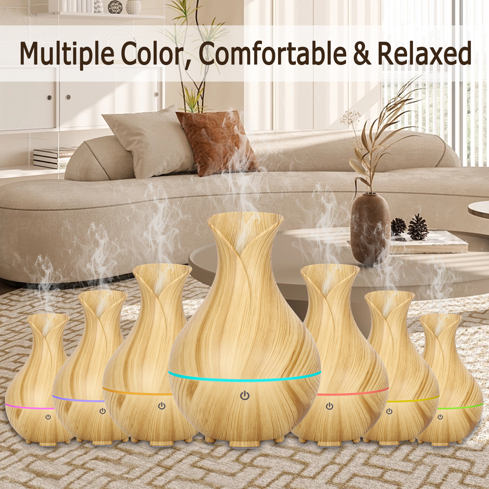 Portable Aroma Diffuser for Essential Oil, RGB LED Color Changing USB Powered Essential Oil Diffuser Compact Aromatherapy Diffuser for Home, Office, Travel