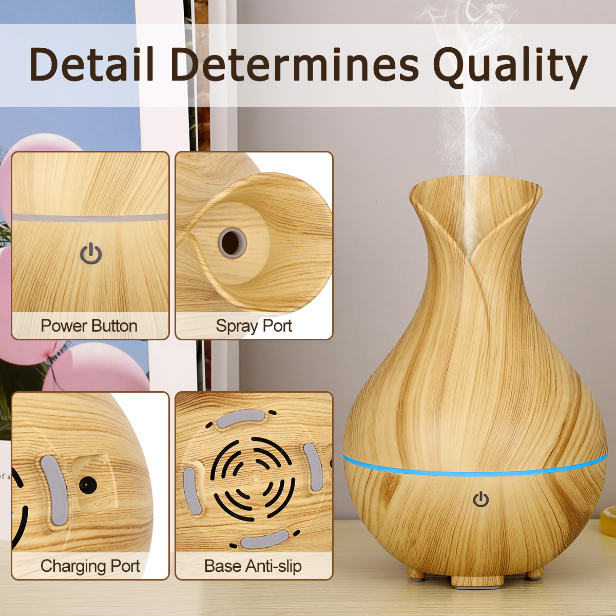 Portable Aroma Diffuser for Essential Oil, RGB LED Color Changing USB Powered Essential Oil Diffuser Compact Aromatherapy Diffuser for Home, Office, Travel