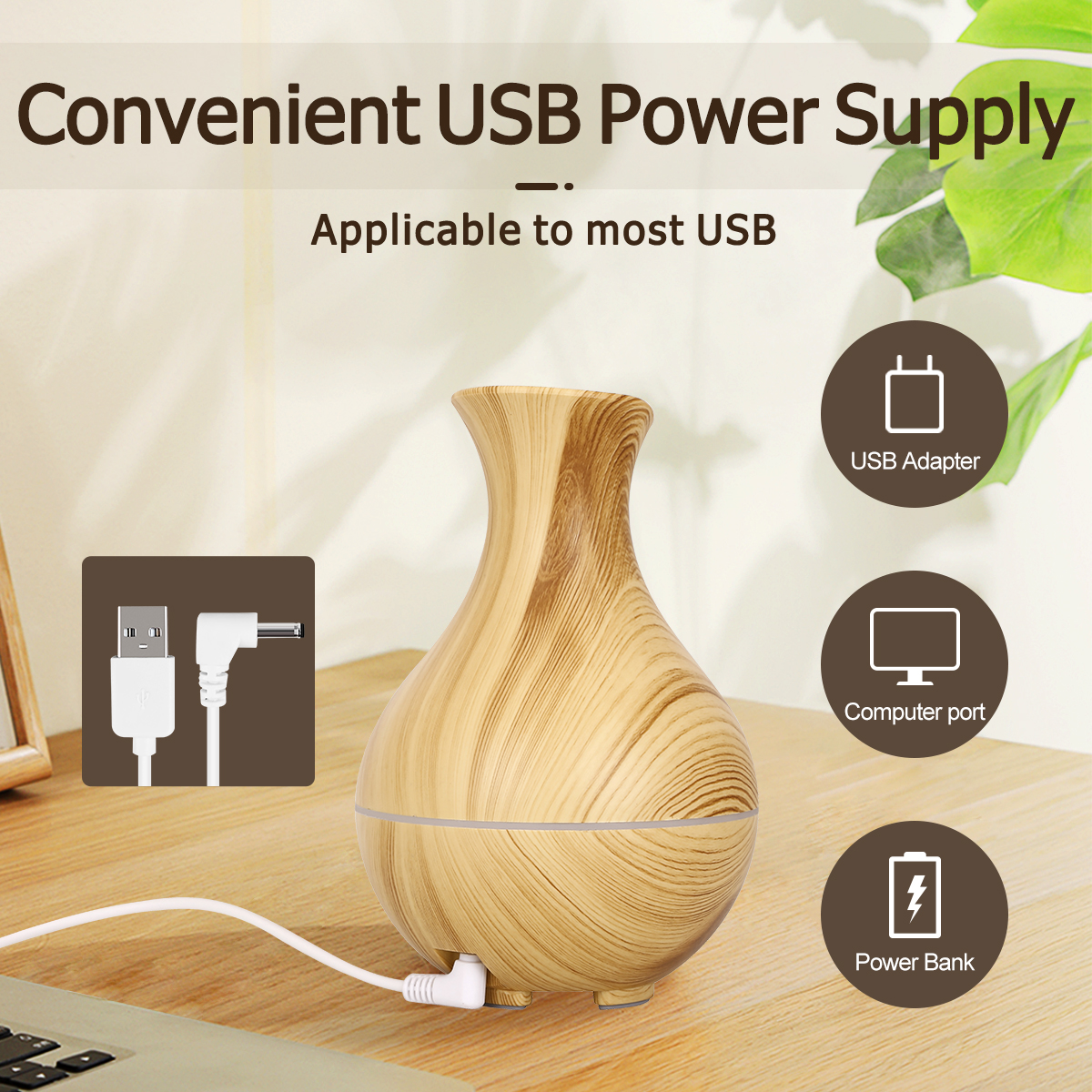 Portable Aroma Diffuser for Essential Oil, RGB LED Color Changing USB Powered Essential Oil Diffuser Compact Aromatherapy Diffuser for Home, Office, Travel