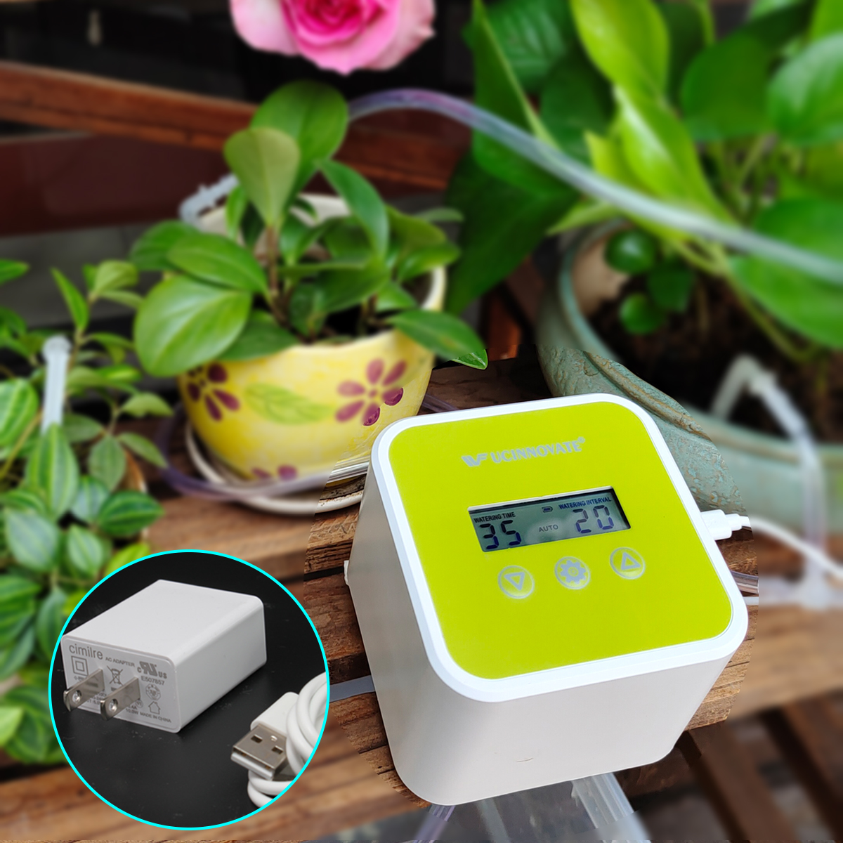 Automatic Drip Irrigation Kit, Indoor Greenhouse Potted Plant Self Watering System with DIY Programmable Timer