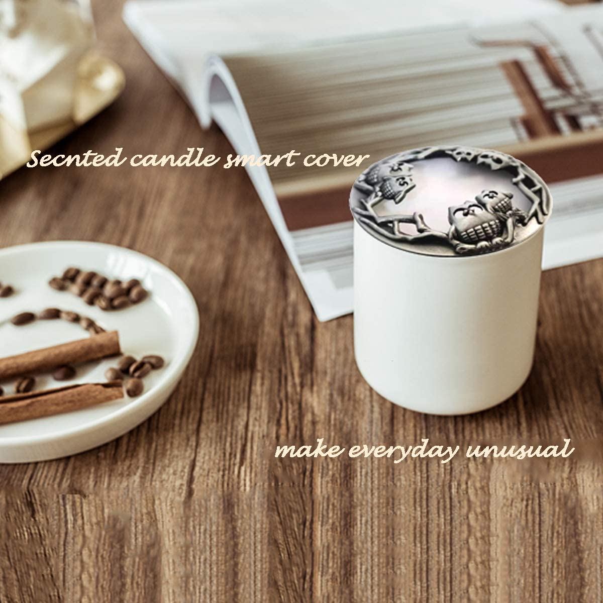 UCINNOVATE Candle Toppers Jar Candle Accessories Shades Sleeves, Gift for Christmas Candle Lover(Sliver Owl)
