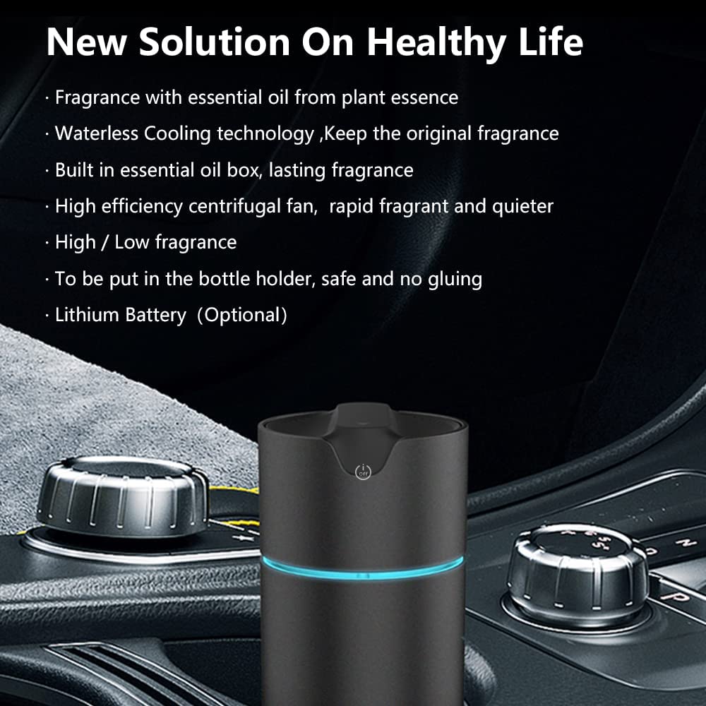 Waterless Essential Oil Diffuser Car Cup Diffuser with USB Rechargeable Battery, Aluminum Portable Desk Aromatherapy Diffuser Without Mist for Small Space Office Car SUV Fragrance Diffuser