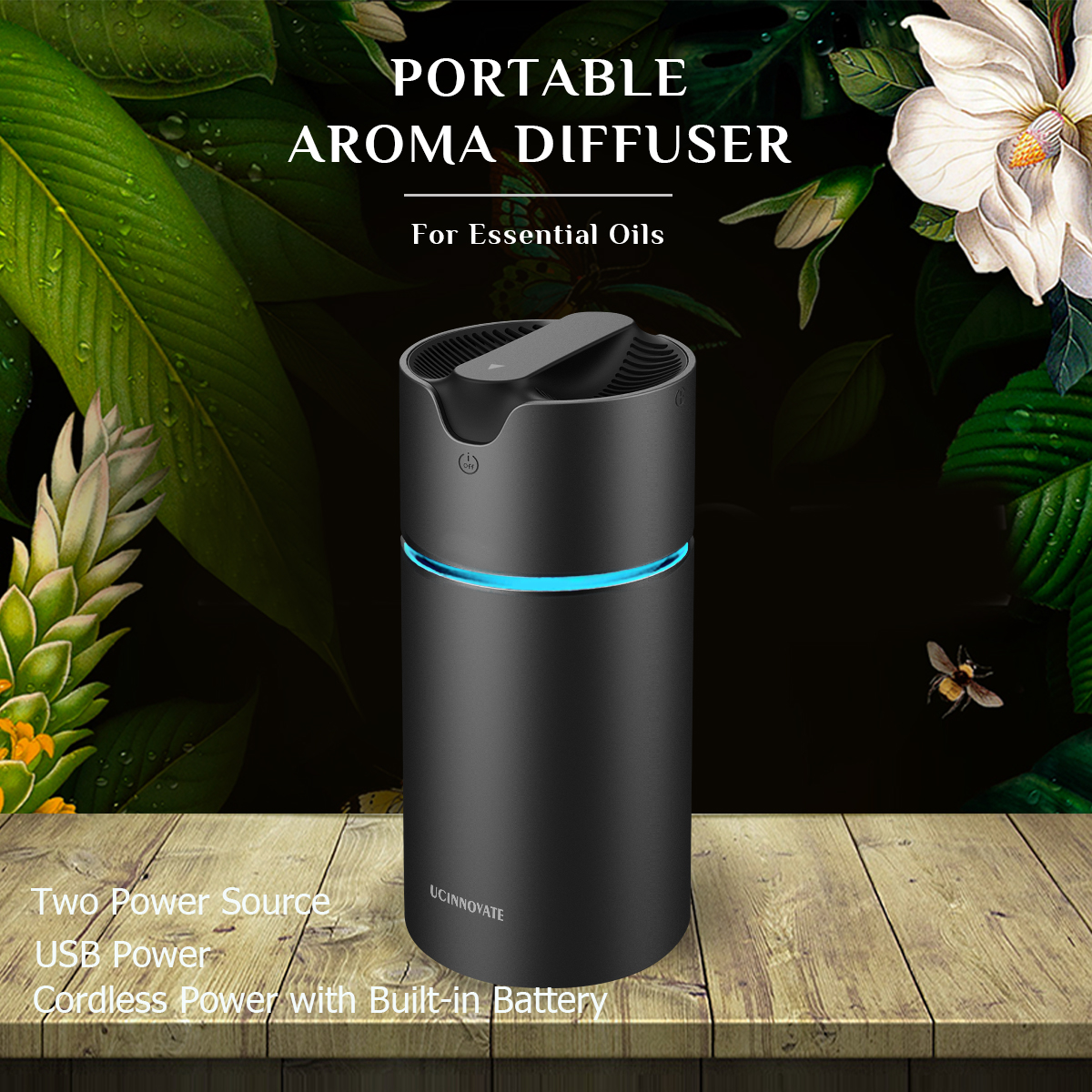 Waterless Essential Oil Diffuser Car Cup Diffuser with USB Rechargeable Battery, Aluminum Portable Desk Aromatherapy Diffuser Without Mist for Small Space Office Car SUV Fragrance Diffuser