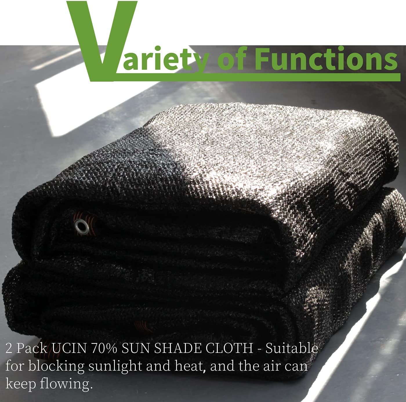 UCINNOVATE 10 x 10 ft 70% Sunblock Shade Cloth UV Resistant Sunshade Netting Mesh Tarp (2 Pack)