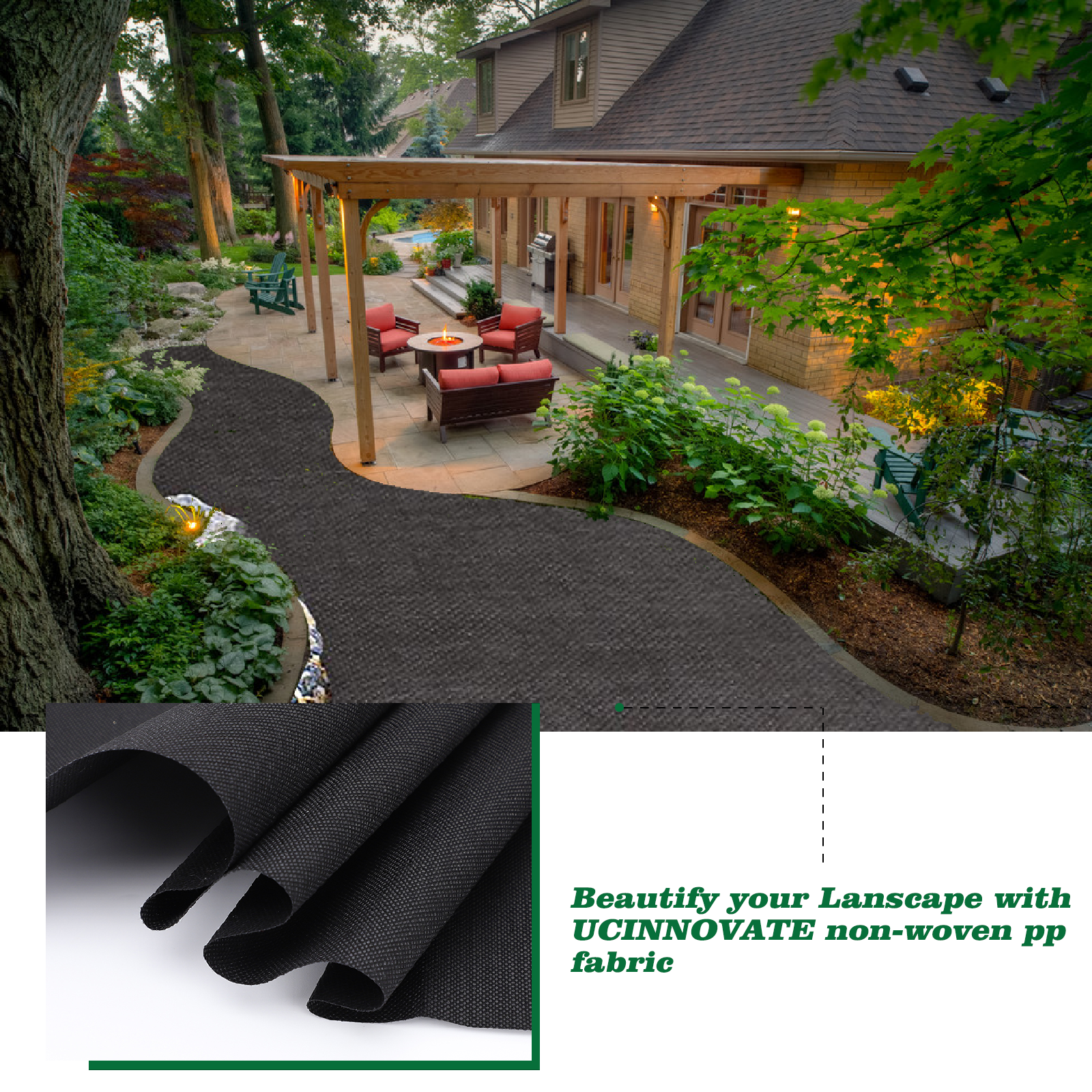 UCINNOVATE 3 x 16 ft Weed Barrier Landscape Fabric Non Woven Heavy Duty Ground Cloth Weed Mat