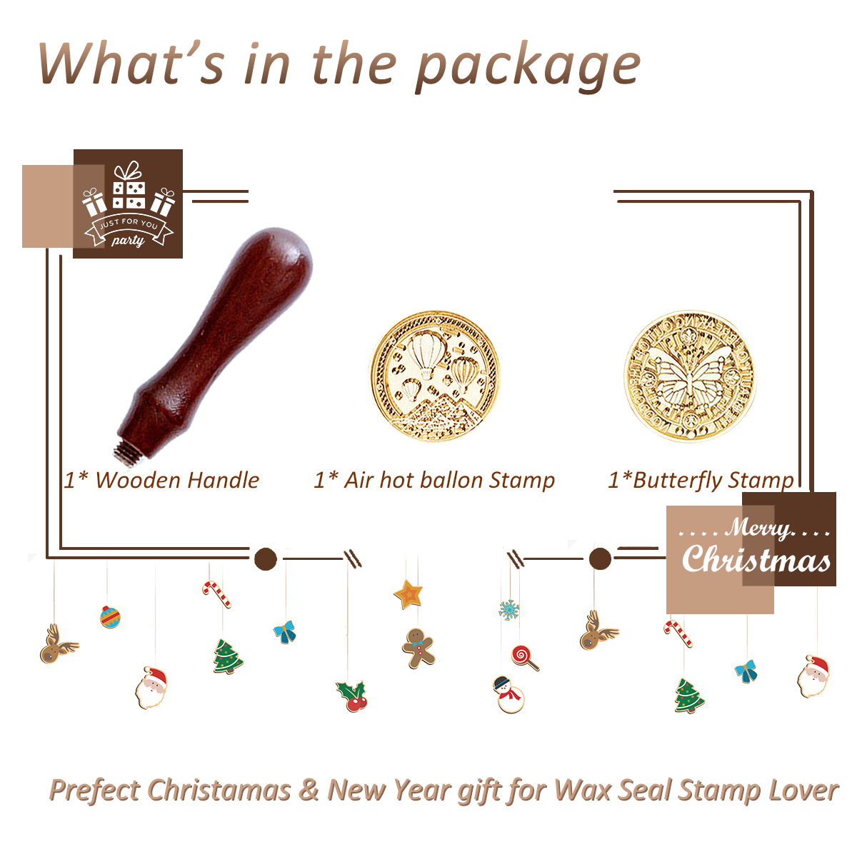 UCINNOVATE Wax Seal Stamp for Christmas Gift, Cards Envelopes, Invitations (Butterfly + Hot Air Balloon)