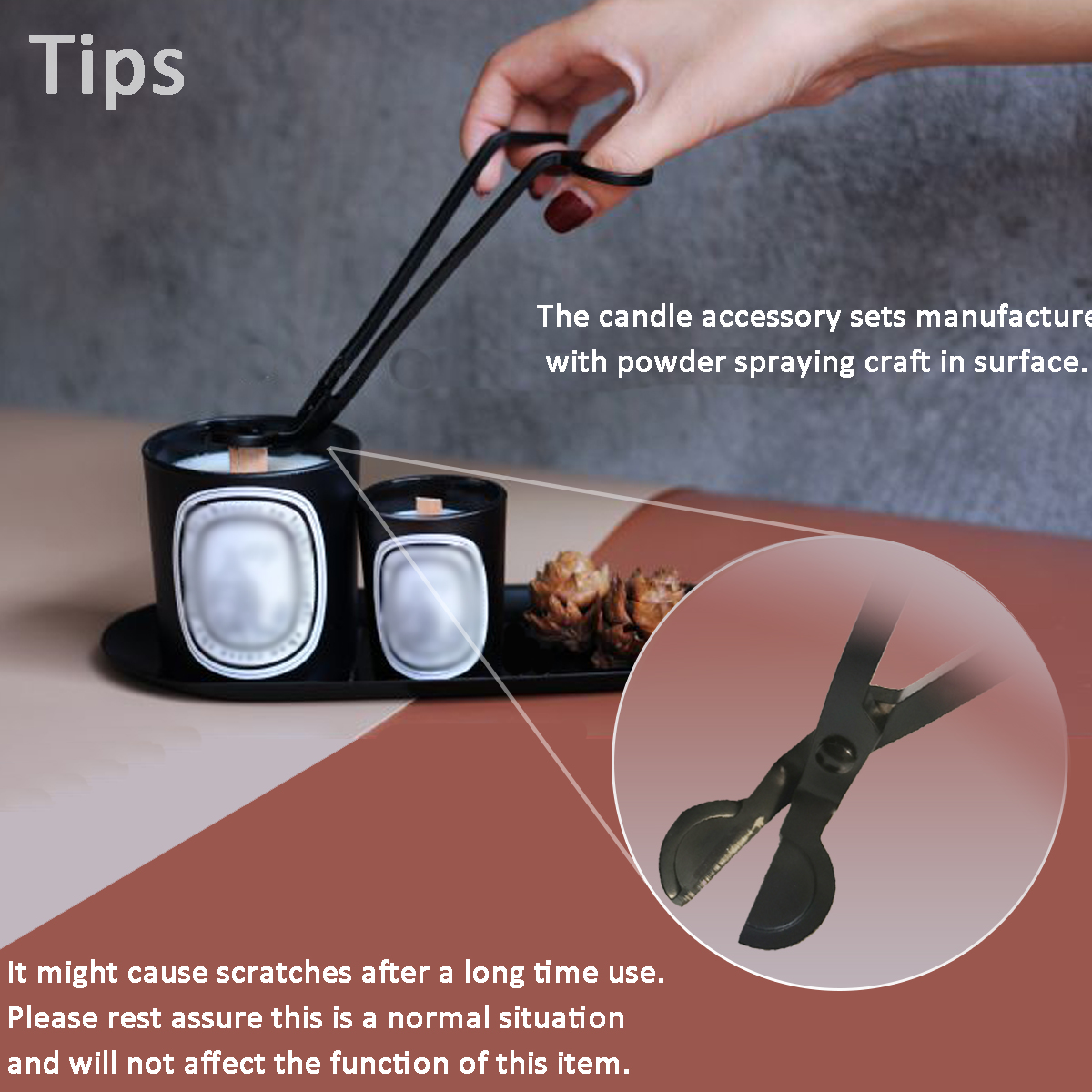 4 in 1 Candle Accessory Set, Candle Snuffer, Wick Trimmer, Wick Dipper, Storage Tray , for Candle Lover(Black)