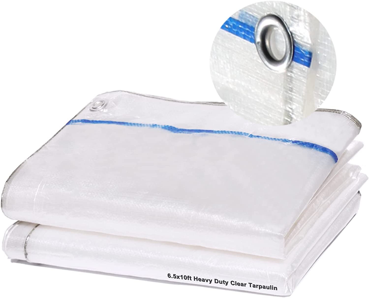 UCINNOVATE 6.5 x 10 ft Heavy Duty Translucent Tarp with Grommet Wind Block Waterproof Anti-Tear Tarp