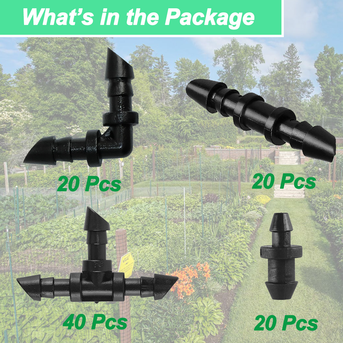 UCINNOVATE Irrigation Fittings Kit, Pipe Hose Barbed Connectors for 1/4"" Tubing 130 Pcs Set