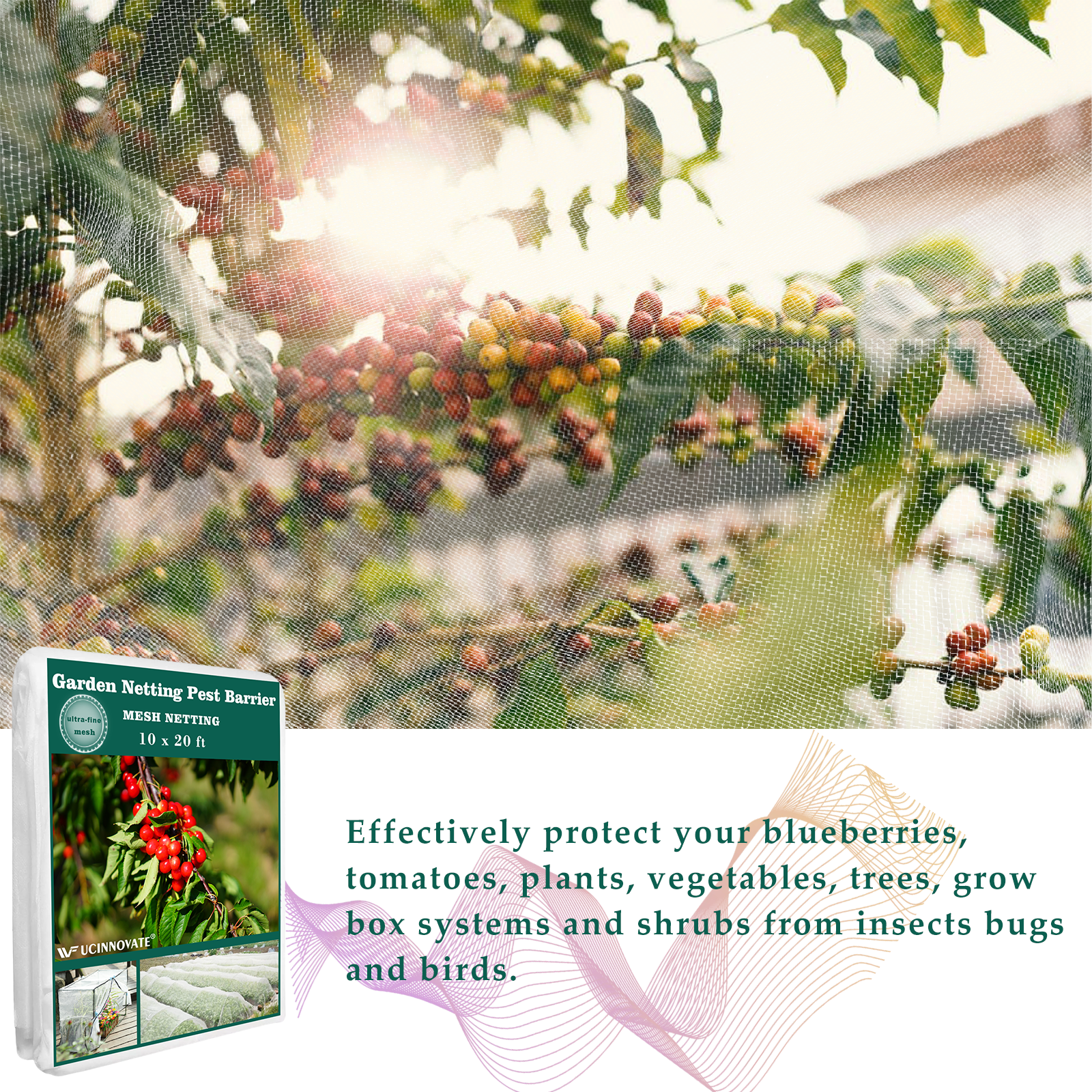 UCINNOVATE 10 x 20 ft Ultra-fine Mesh Netting Pest Insect Barrier Screen Net Plant Protector Cover